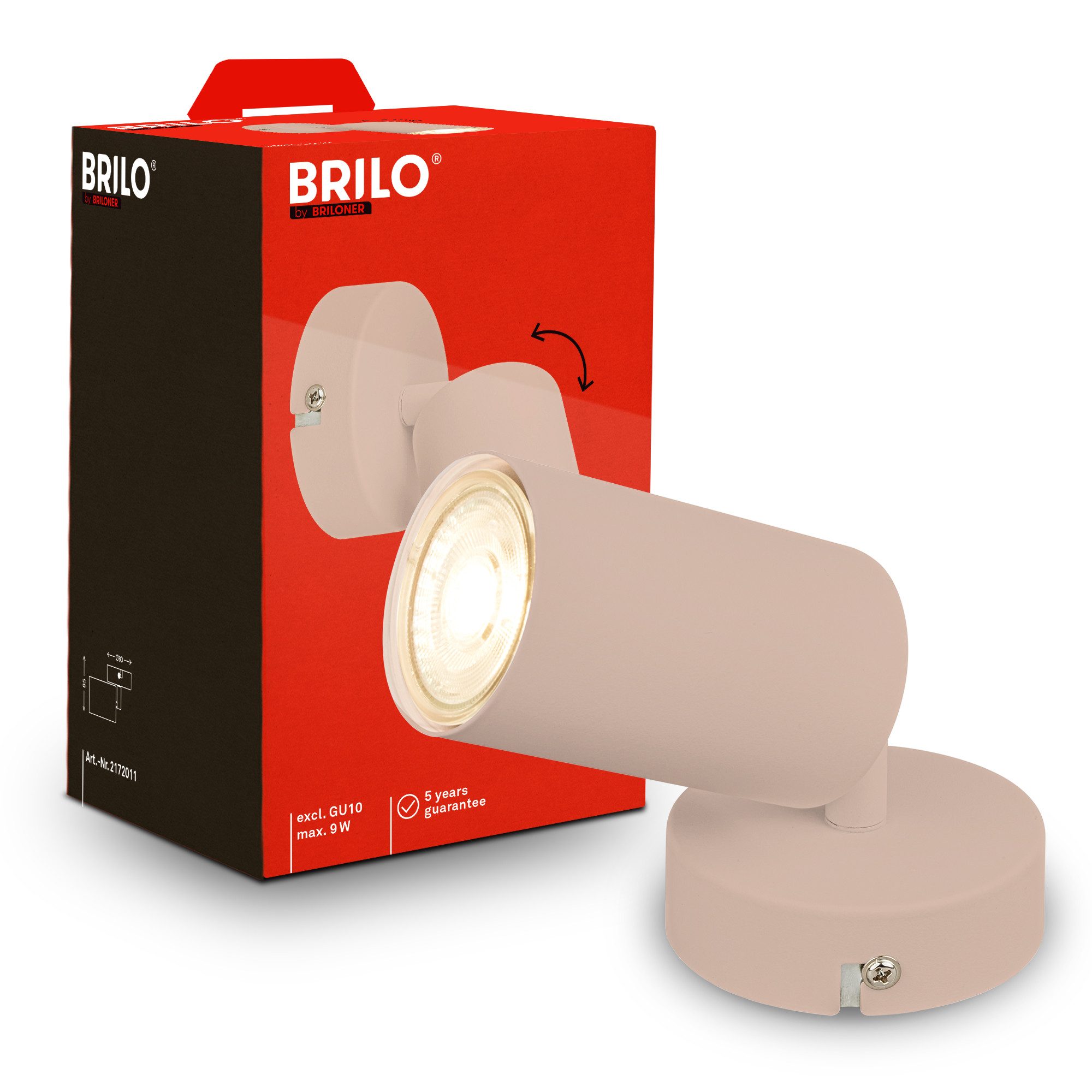 Briloner Leuchten Deckenleuchte LED Wandlampe Deckenlampe innen Schlafzimmer Wohnzimmer GU10, 1-flammig, ohne Leuchtmittel, Abhängig vom Leuchtmittel - Warmweiß / Neutralweiß / Kaltweiß, Wandlampe Innen 80 x 15,5 cm Silberfarbig max. 9W GU10 Kinderzimmer