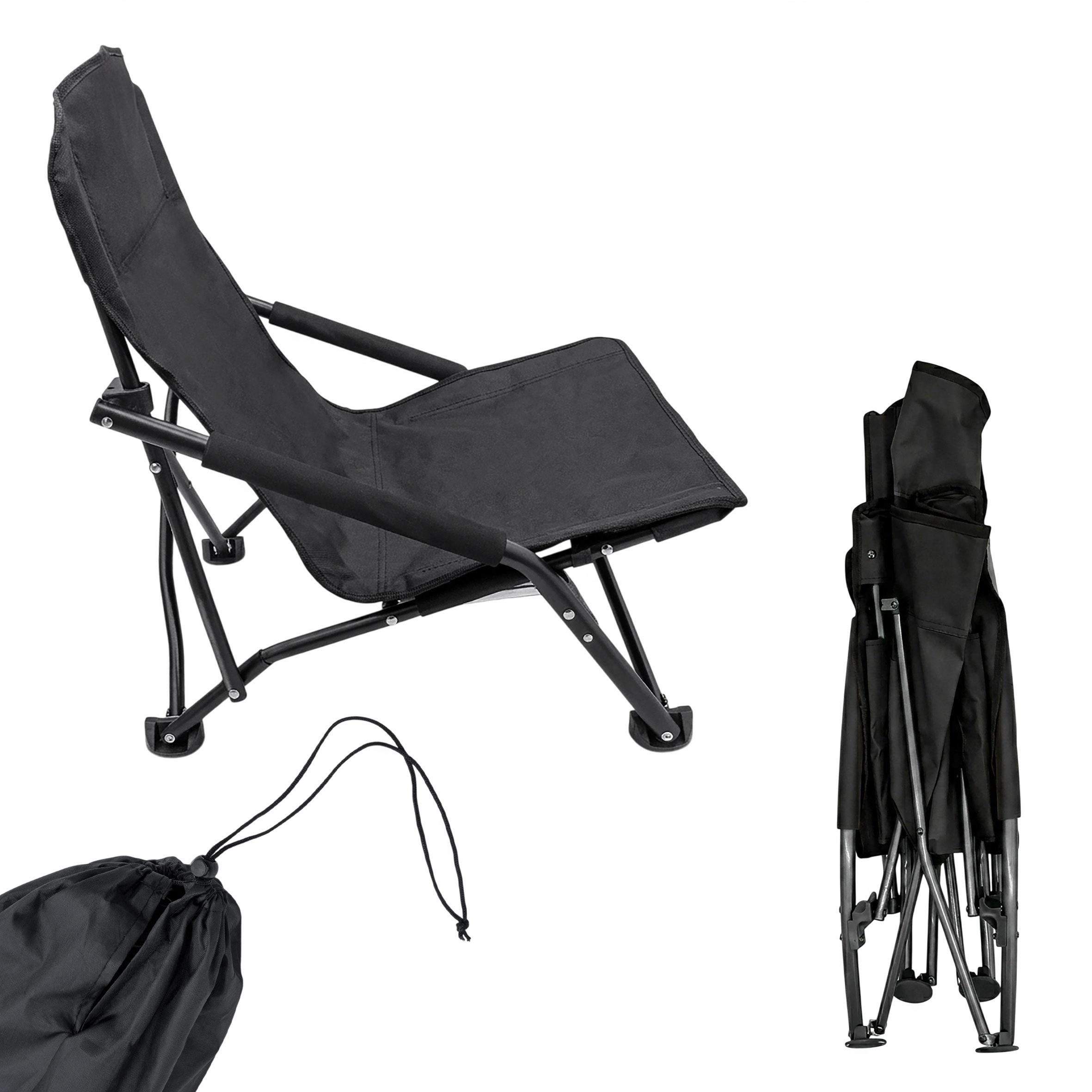 Spetebo Campingstuhl Strandstuhl schwarz klappbar mit Tragetasche - 59 x 58 cm (Stück, 1 St), Klappstuhl klein für Strand und Garten