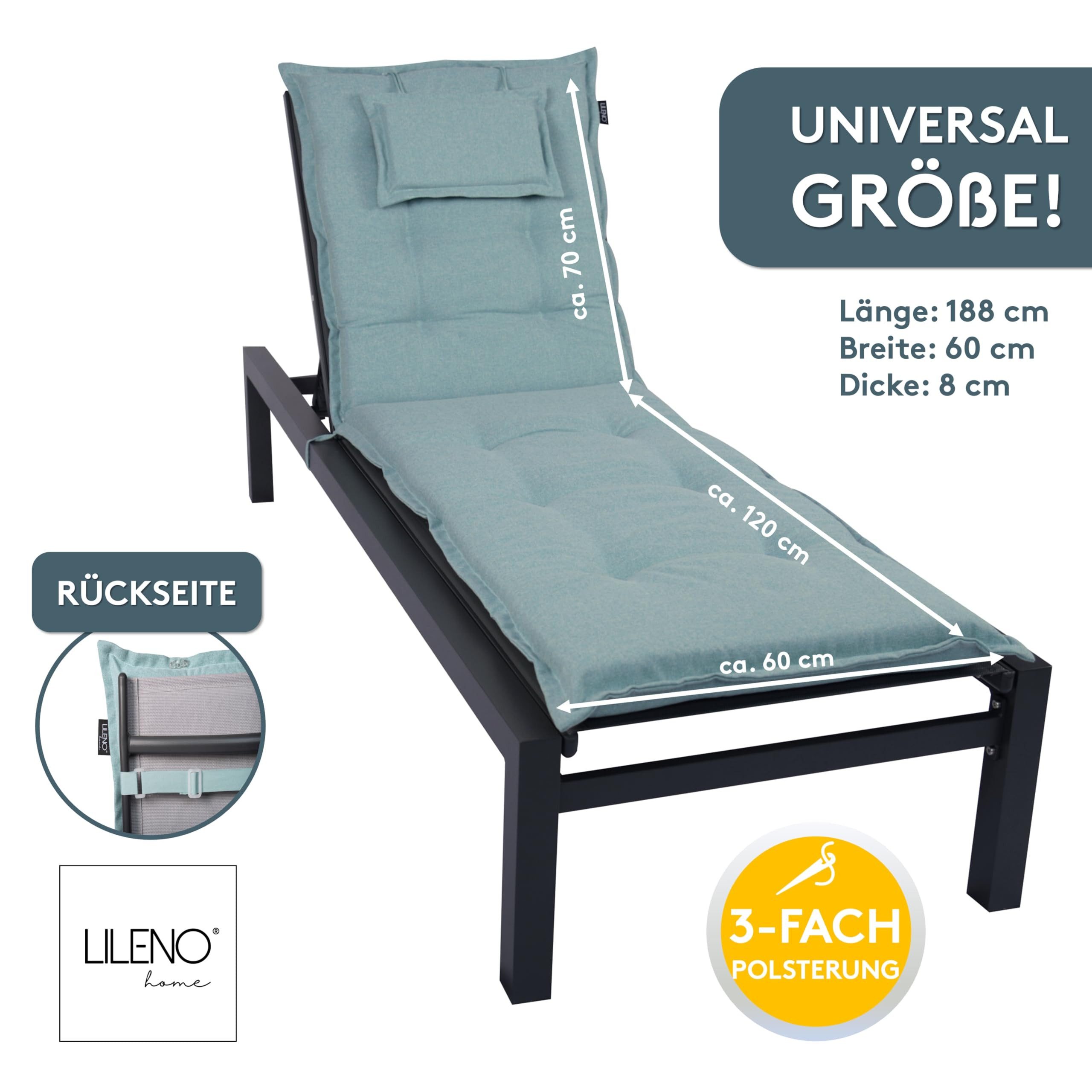 LILENO HOME Liegenauflage perfekt für Strandliegen, Sonnenliege Auflage, Gartenliege Auflage, (1er Set), Polsterauflage Aqua, Auflagen für Gartenliegen