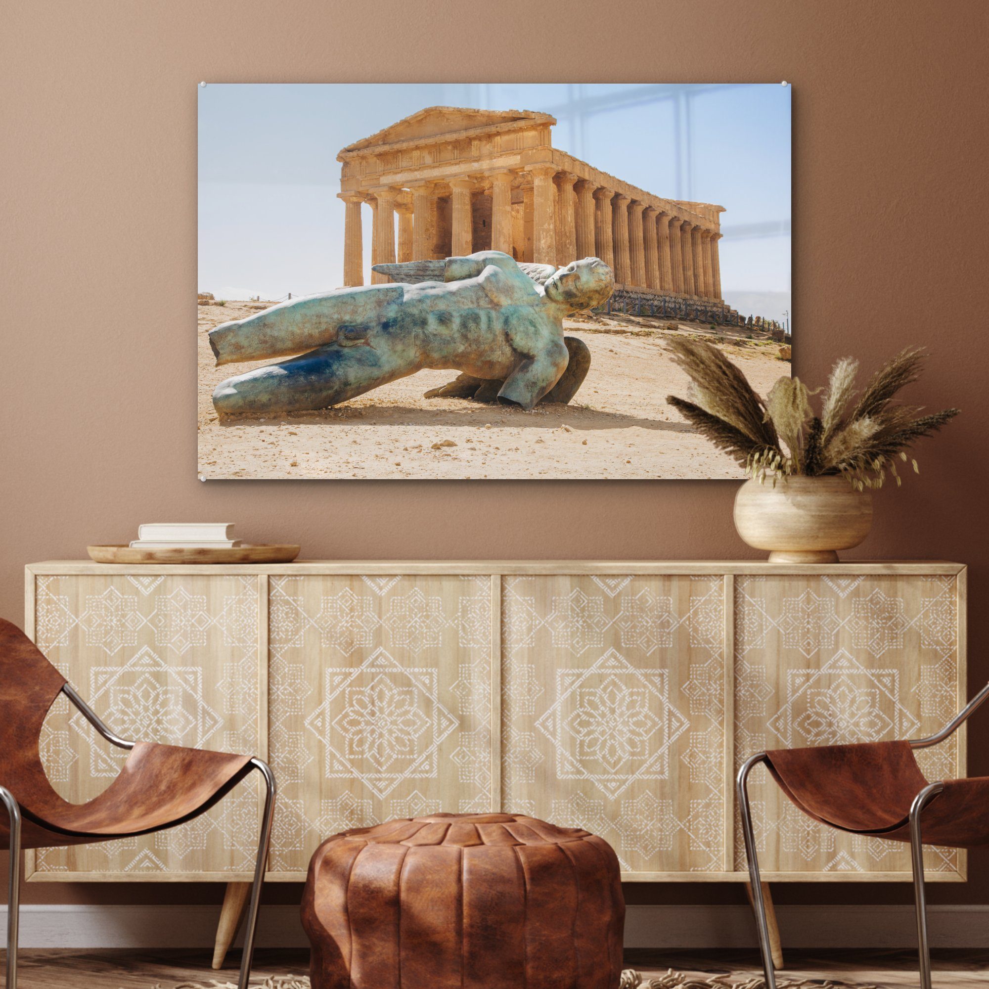 MuchoWow Concordia Acrylglasbilder Wohnzimmer der Statue Schlafzimmer & Acrylglasbild Sizilien, vor dem Agrigento, (1 Tempel in St),