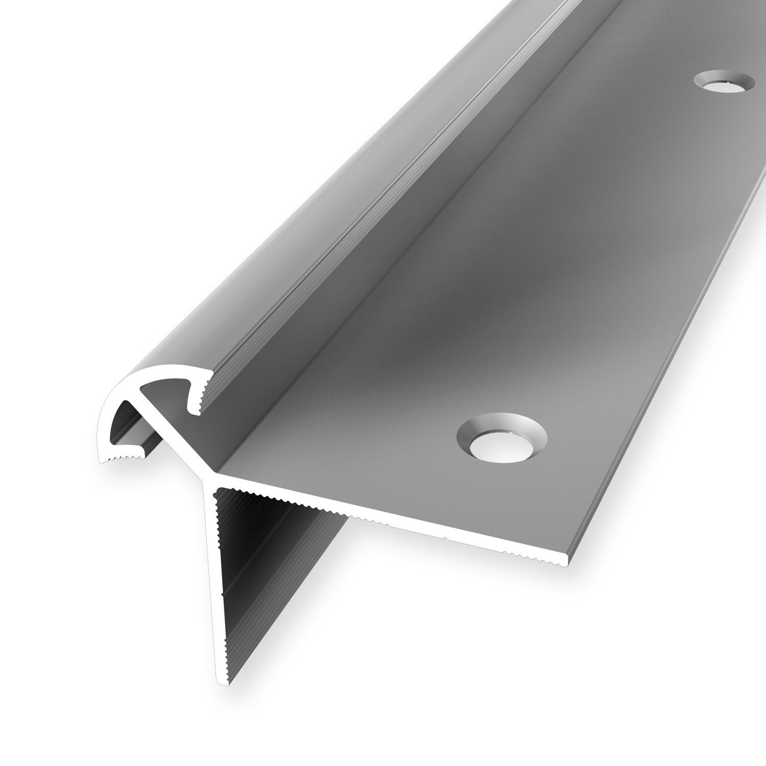 Küberit Treppenkantenprofil 36 x 46 x 2500 mm Winkelprofil Silber Gebohrt Aluminium