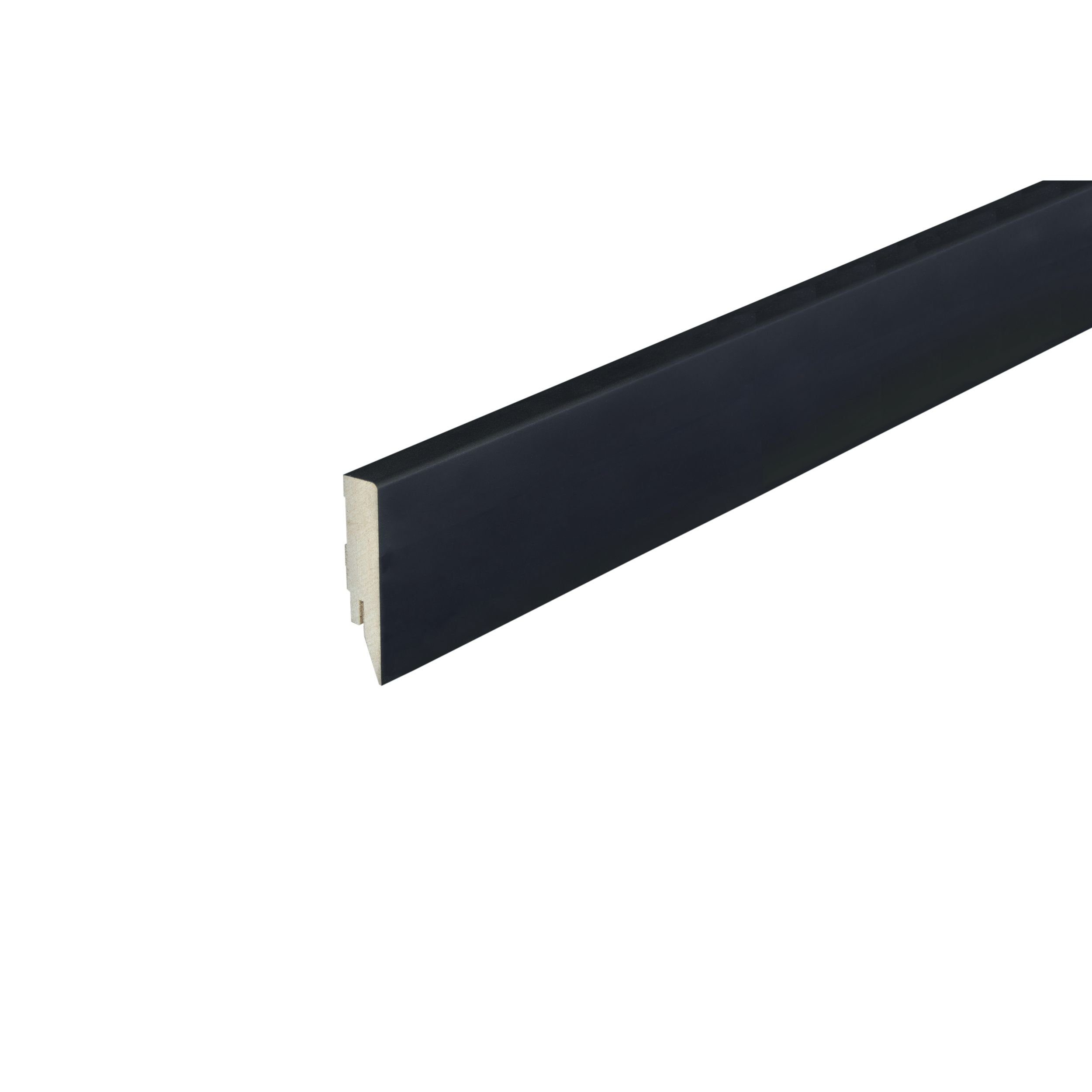 PROVISTON Sockelleiste MDF Foliert, 16 x 70 x 2500 mm, Schwarz, Fußleiste, L: 250 cm
