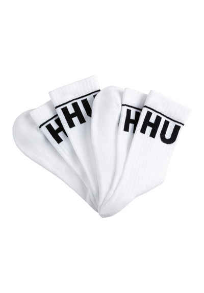 HUGO Freizeitsocken 2P QS RIB ICONIC CC (Packung, 2-Paar, 2er) mit kontrastfarbenen HUGO Schriftzug