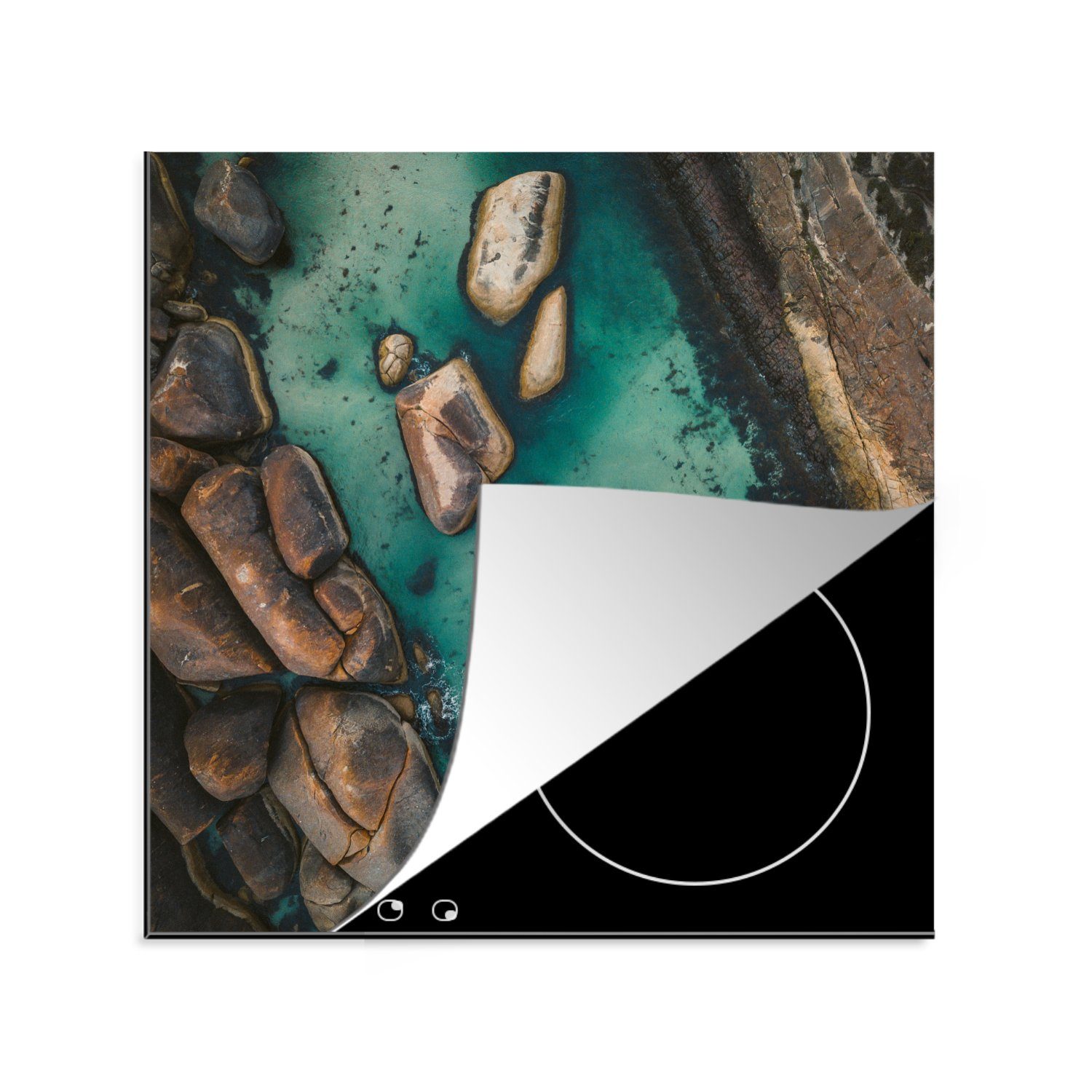 Ceranfeldabdeckung, Steine Herdblende-/Abdeckplatte - Meer, tlg), (1 Arbeitsplatte cm, - MuchoWow für küche Wasser 78x78 Vinyl,