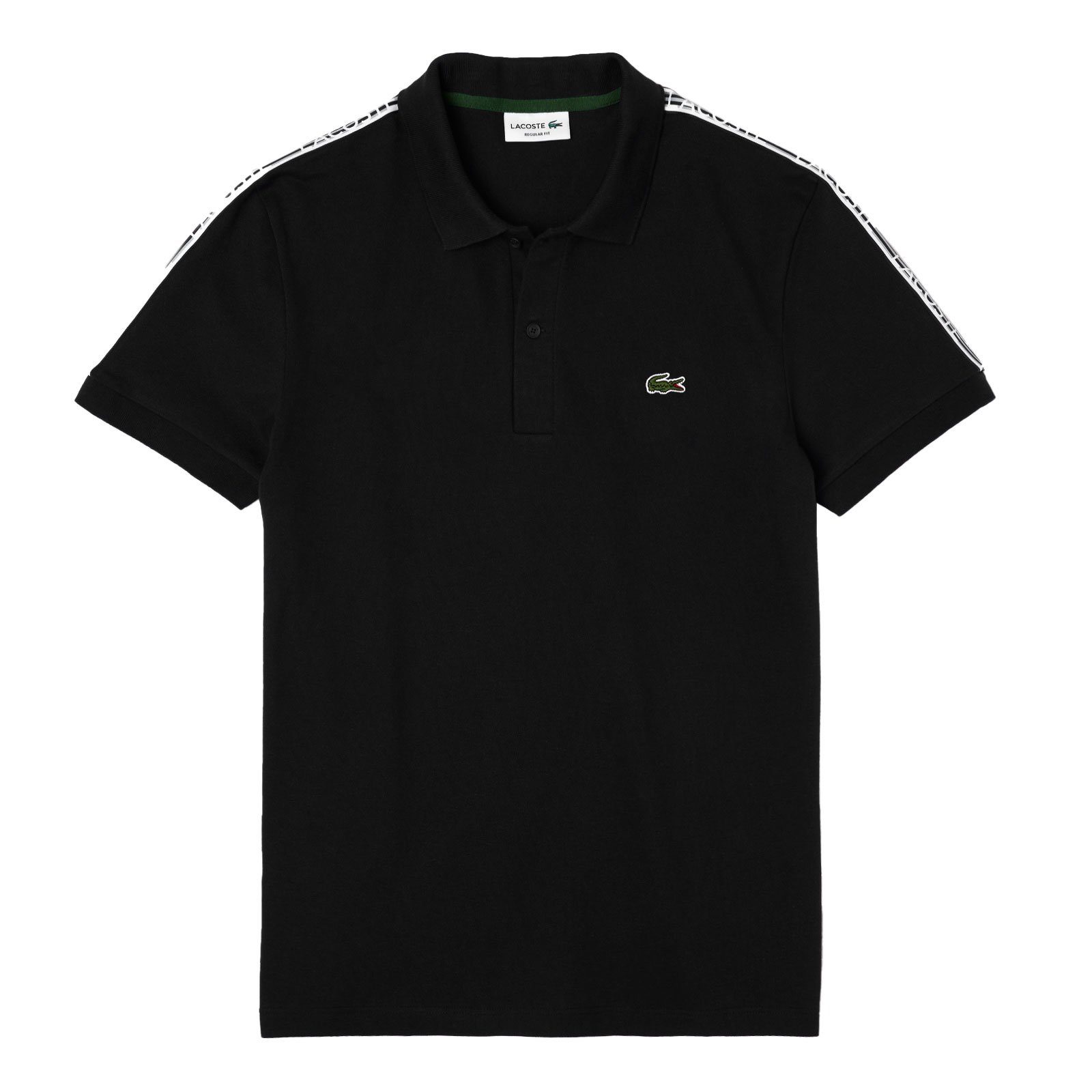 Zierborte Lacoste bedruckter und über Schultern 031 Piqué-Shirt Poloshirt black Oberarmen mit