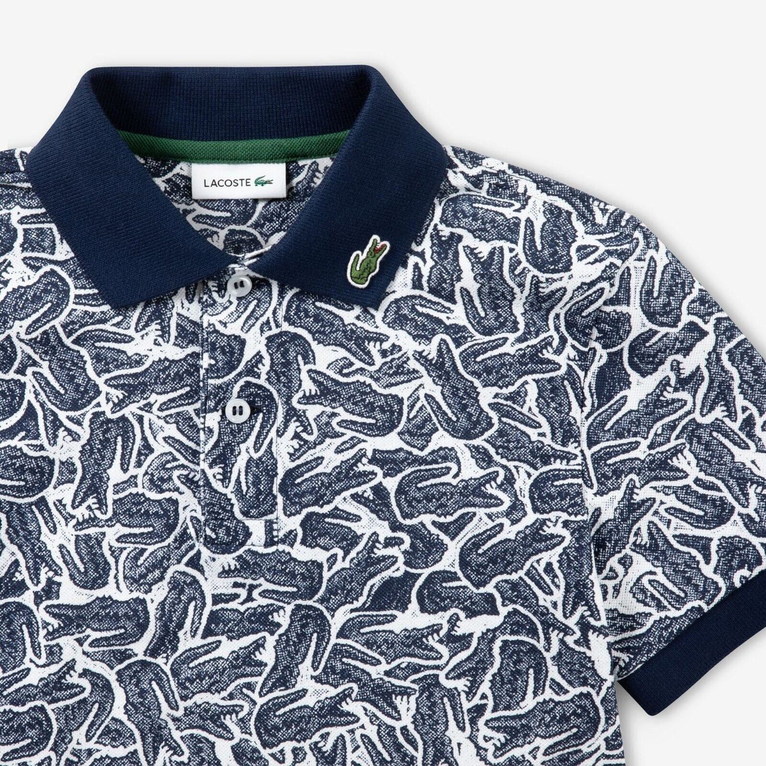 Lacoste Poloshirt LACOSTE Kids Polo „Allover Crocs“ – Navy Blue