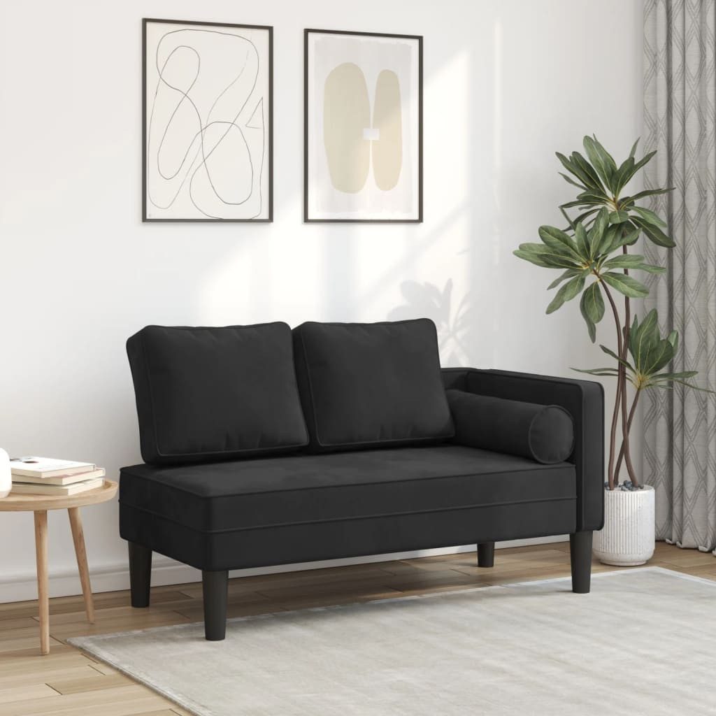 vidaXL Chaiselongue, Chaiselongue mit Kissen Schwarz Samt