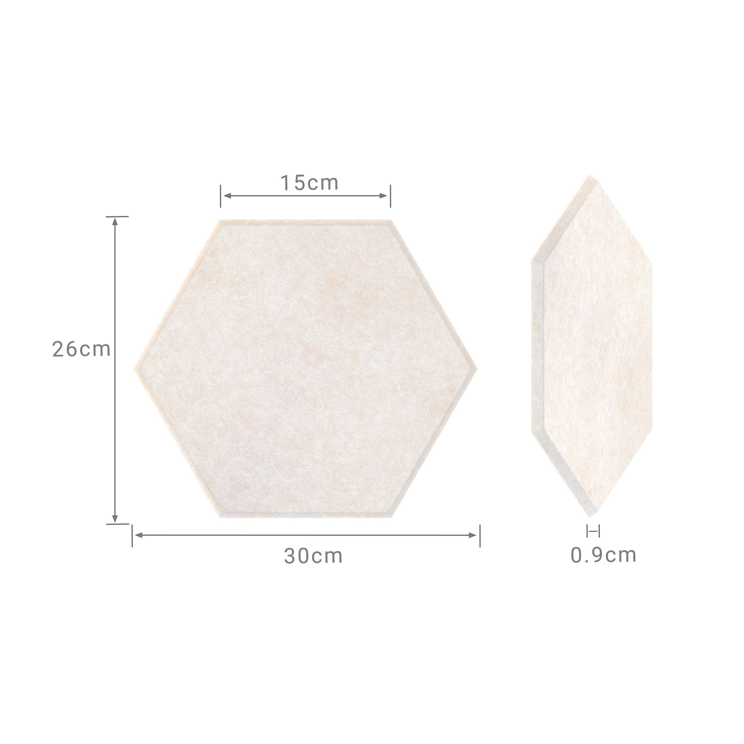 relaxdays Akustikplatte Hexagon Akustikplatten Set selbstklebend, (18-St), Beige