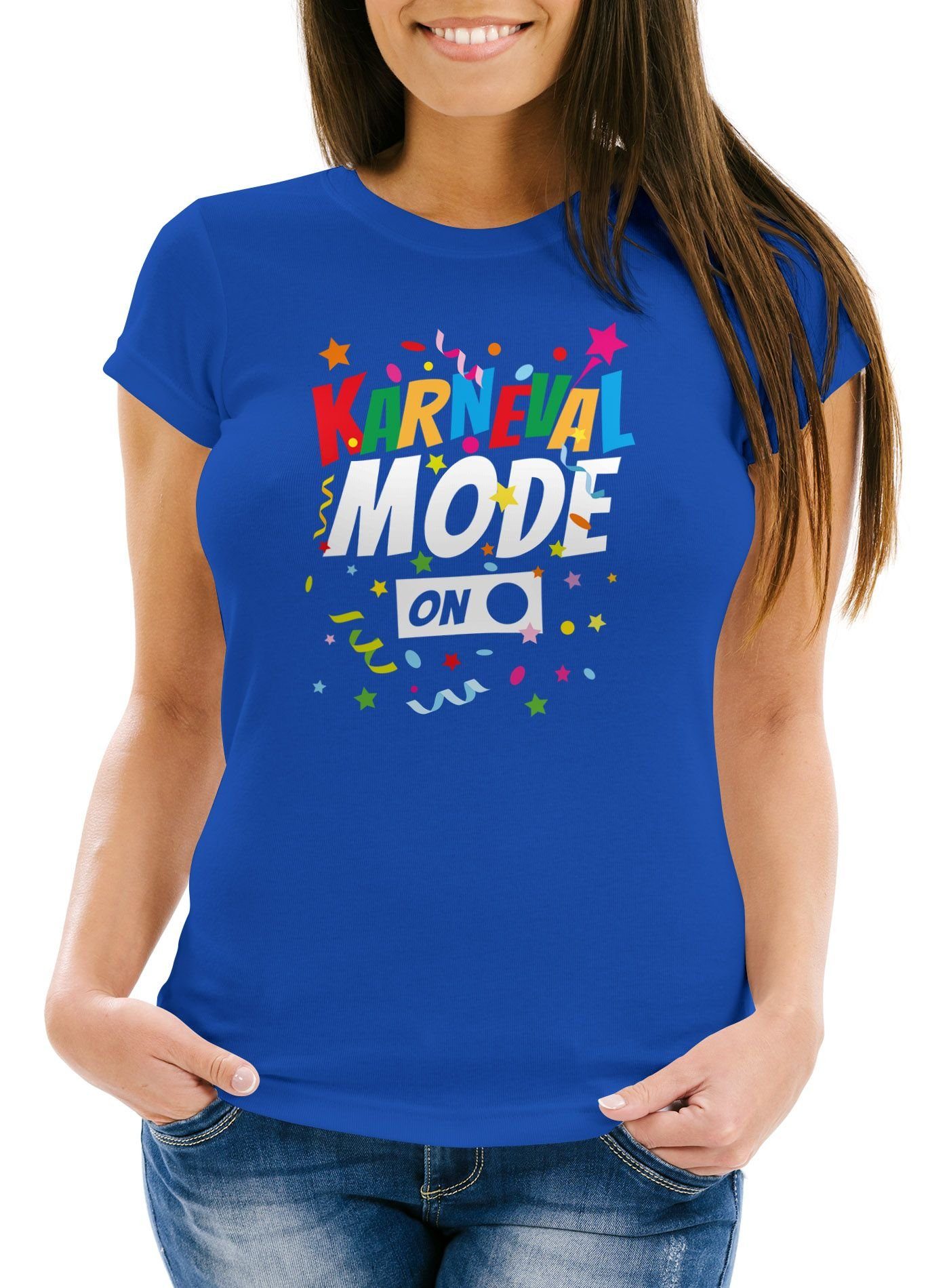 MoonWorks Print-Shirt Damen T-Shirt Karneval Fasching Spruch Konfetti Motiv Kostüm-Ersatz Ve mit Print