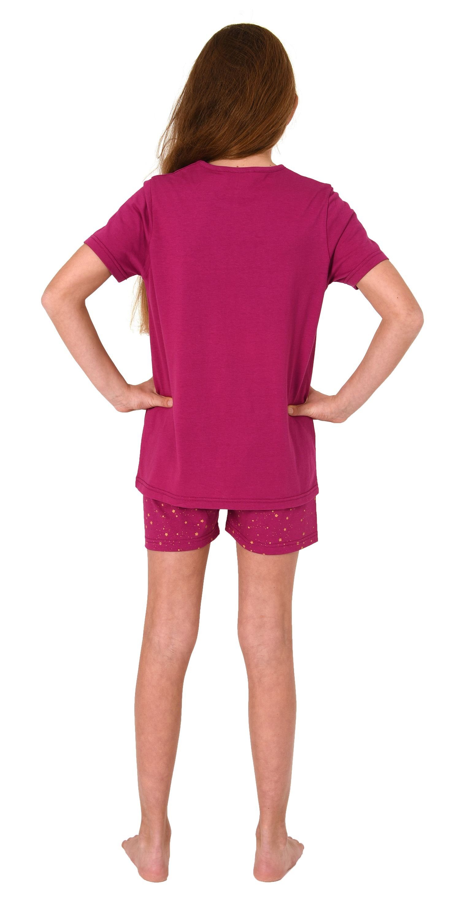 beere Front-Print Pyjama Sternchen-Design mit Mädchen Shorty kurzarm Pyjama Normann und