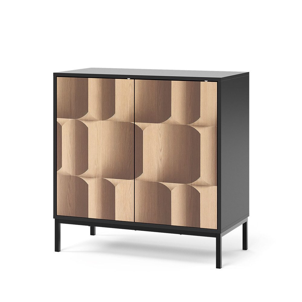 Vicco Kommode Eliza, Schwarz/Eiche, 80 x 40 cm mit 2 Türen (1 St)