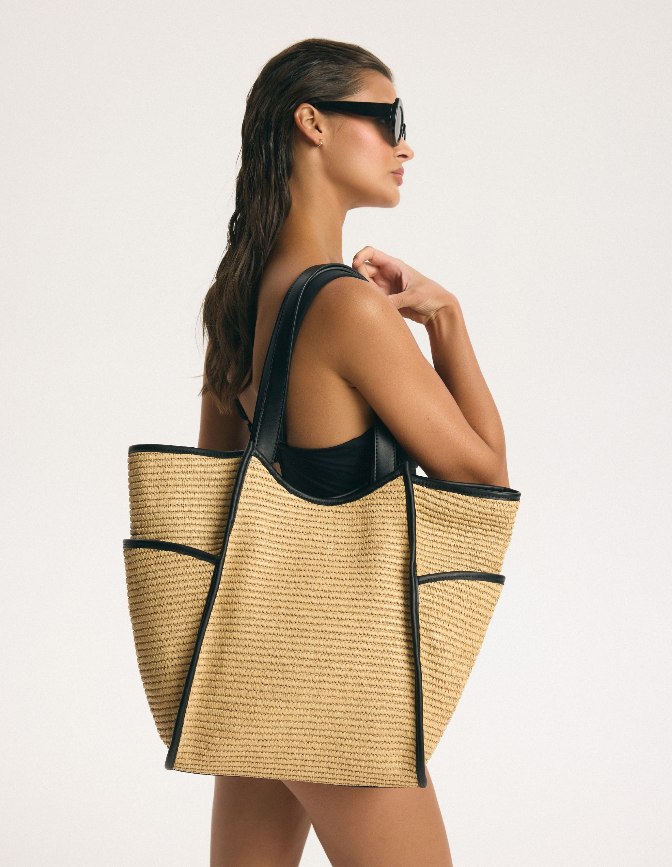 ESOTIQ Korbtasche Geflochtener Shopper XL mit Schultergriff praktisch Alltag Mia (1-tlg)