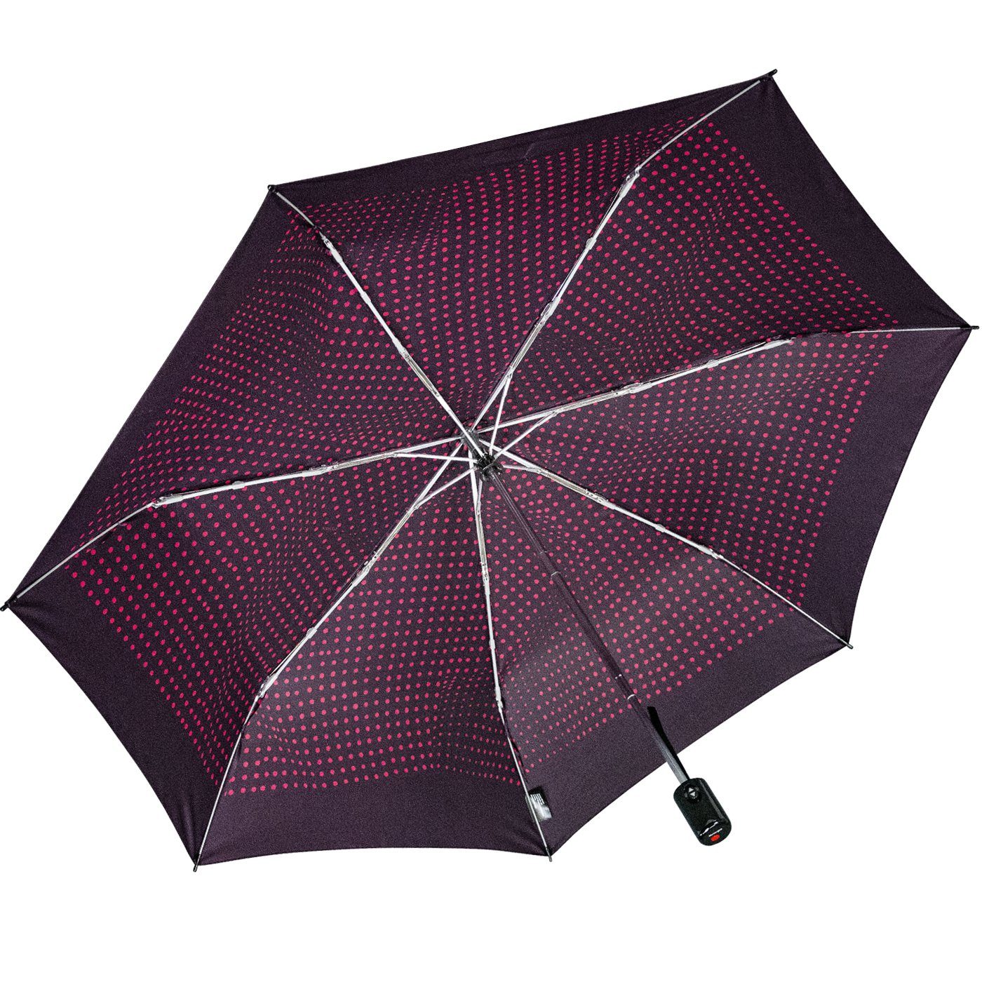 Punkte schönes Auf-Zu-Automatik, Difference mit kompakter berry Schirm - Taschenregenschirm pink leichter, Knirps® Design