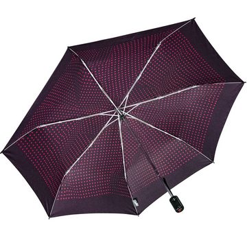 Knirps® Taschenregenschirm leichter, kompakter Schirm mit Auf-Zu-Automatik, schönes Design - Punkte Difference berry