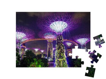 puzzleYOU Puzzle Supertree-Garten bei Nacht, Garten an der Bucht, 48 Puzzleteile, puzzleYOU-Kollektionen Singapur, Aus aller Welt, Städte Weltweit