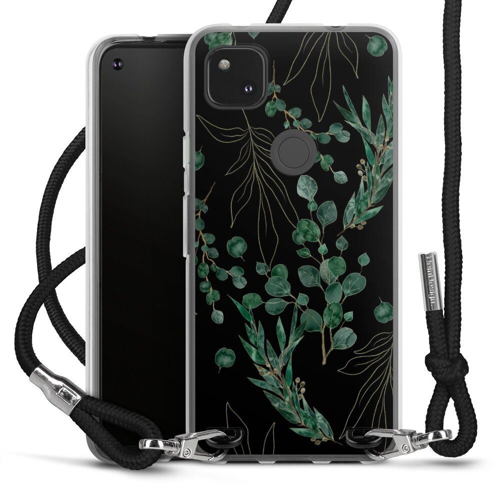 DeinDesign Handyhülle Eukalyptus Blätter Natur Eukalyptusblätter Black, Google Pixel 4a Handykette Hülle mit Band Case zum Umhängen