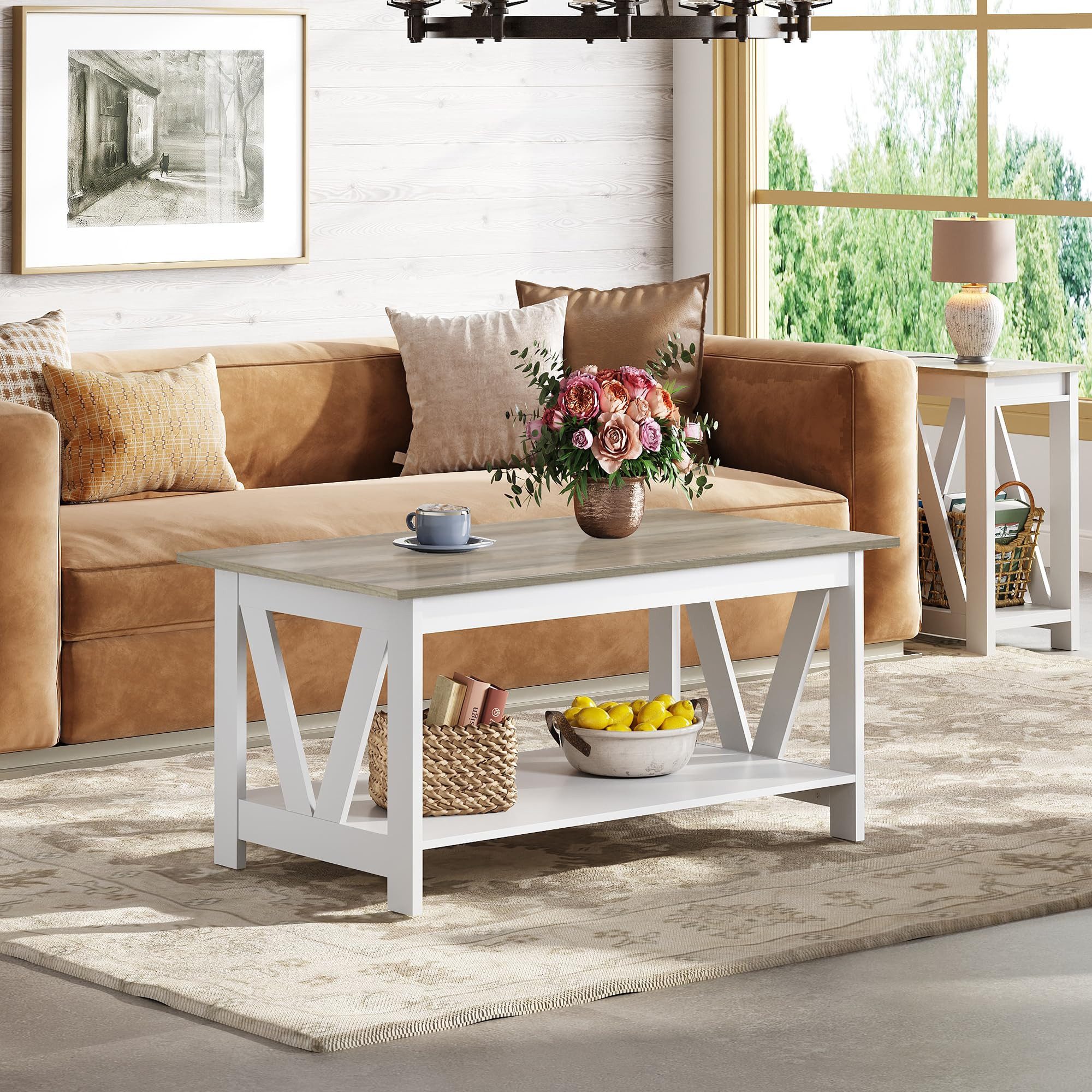 WLIVE Couchtisch Beistelltisch mit Stauraum, Holz günstig online kaufen