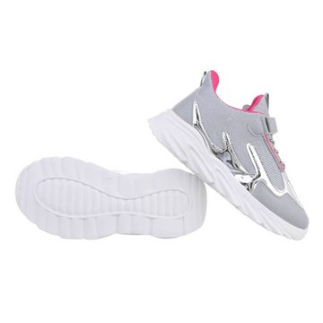 Ital-Design Kinder Low-Top Freizeit Sneaker Flach Freizeitschuhe in Grau