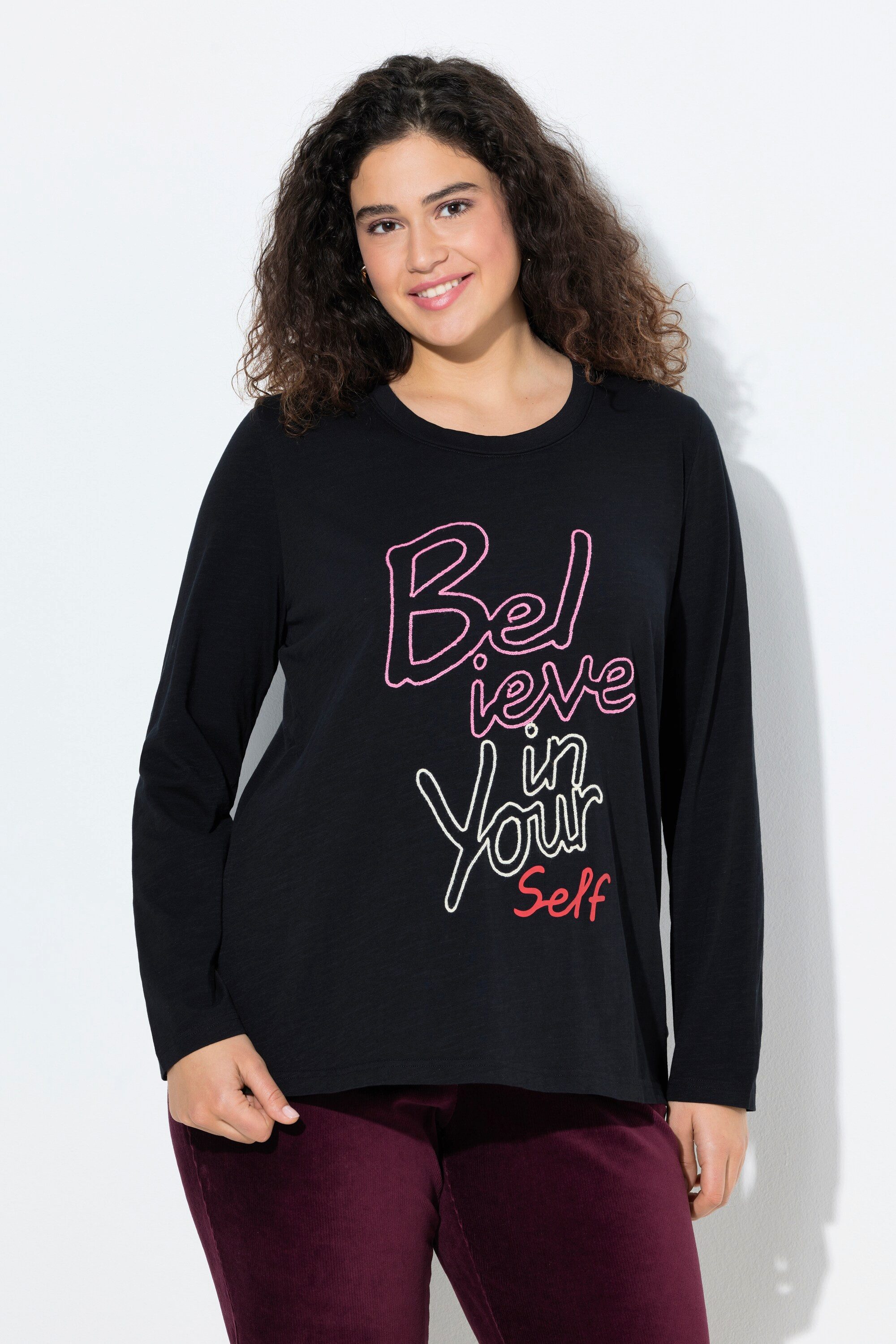 Ulla Popken T-Shirt Shirt Schriftmotiv Classic günstig online kaufen