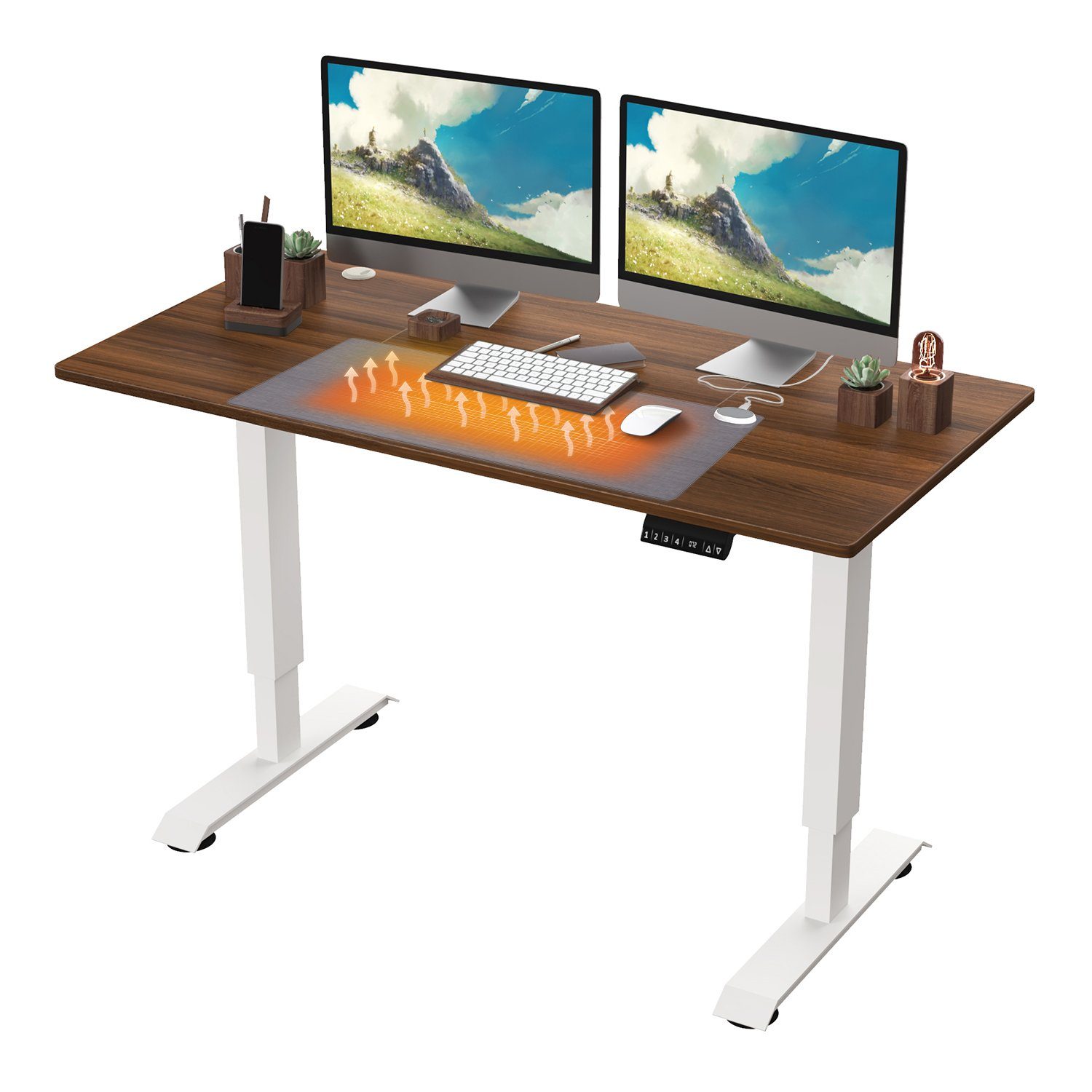 HOMALL Schreibtisch Höhenverstellbarer Elektrisch Schreibtisch mit Beheiztes Mauspad
