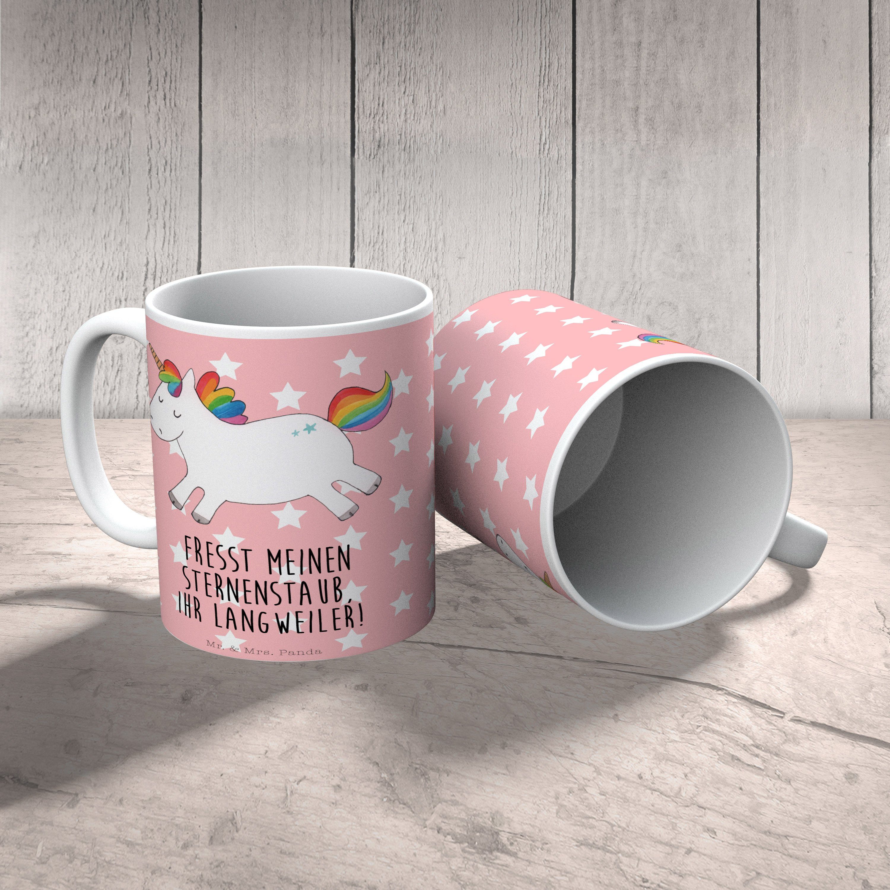 Mr. & Mrs. Panda Rot Tasse Happy Pastell Keramik Einhorn Einhörner, Unicorn, Geschenk, Lebensfre, - 