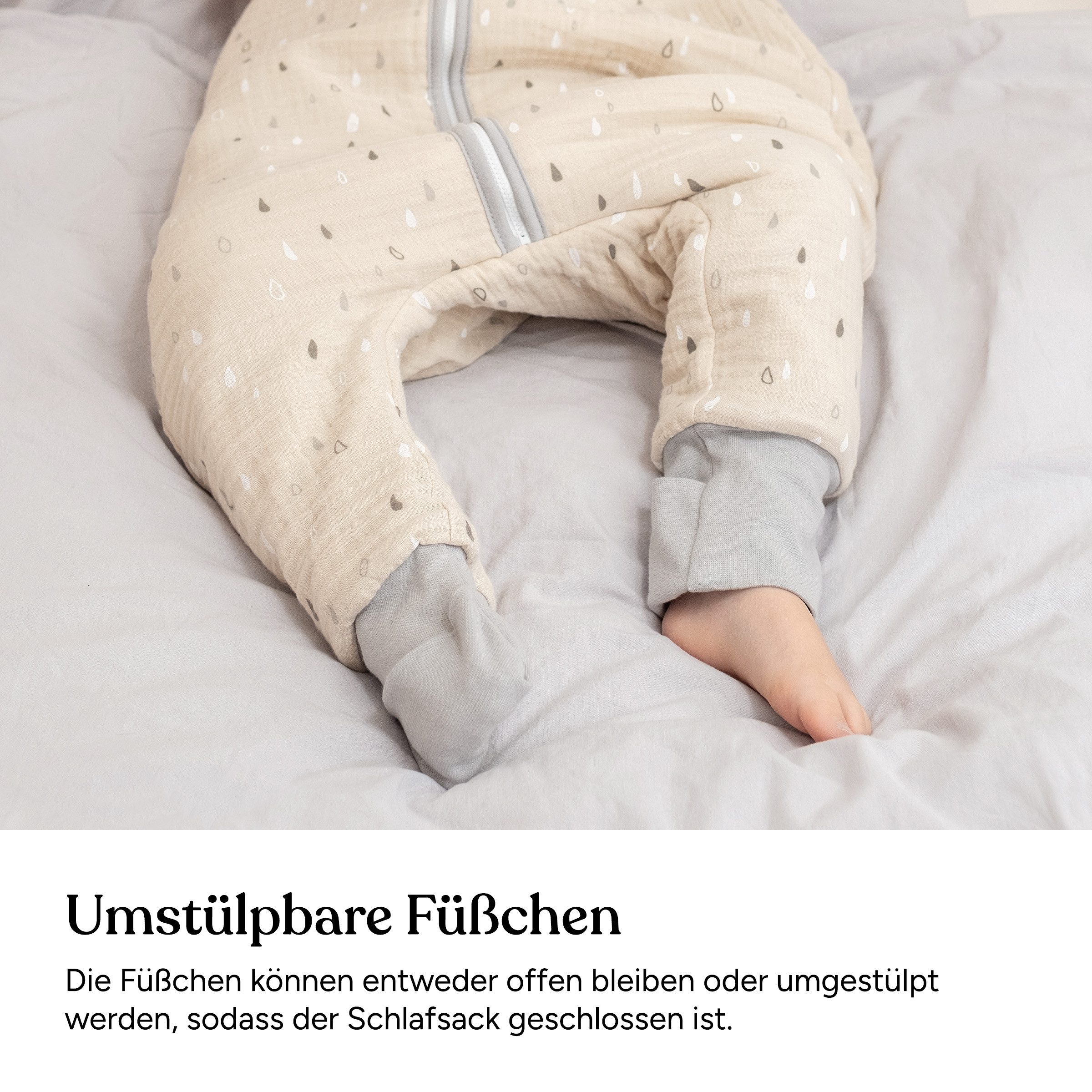 Ehrenkind Babyschlafsack Musselin Schlafsack mit Füßen 2.5 TOG (Ganzjahres-Schlafsack mit Beinen, Mehr Bewegungsfreiheit zu jeder Jahreszeit), Schlafsack Baby, 100% hochwertige Bio-Baumwolle