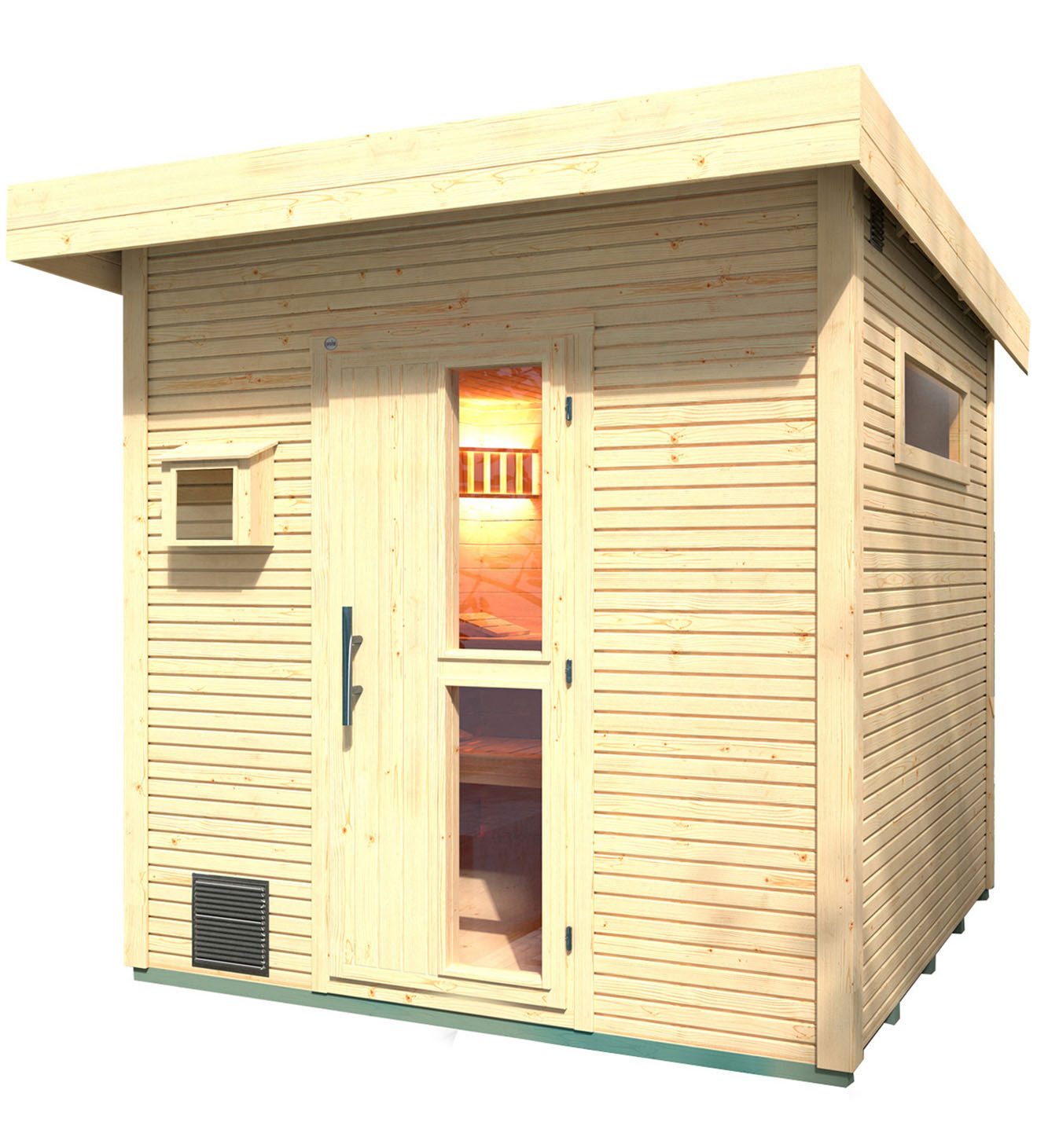 weka Saunahaus Design-Saunahaus KUOPIO 1, BxTxH: 263 x 303 x 253 cm, 45 mm, Blockbohlen, modernes wekaLine-Profil