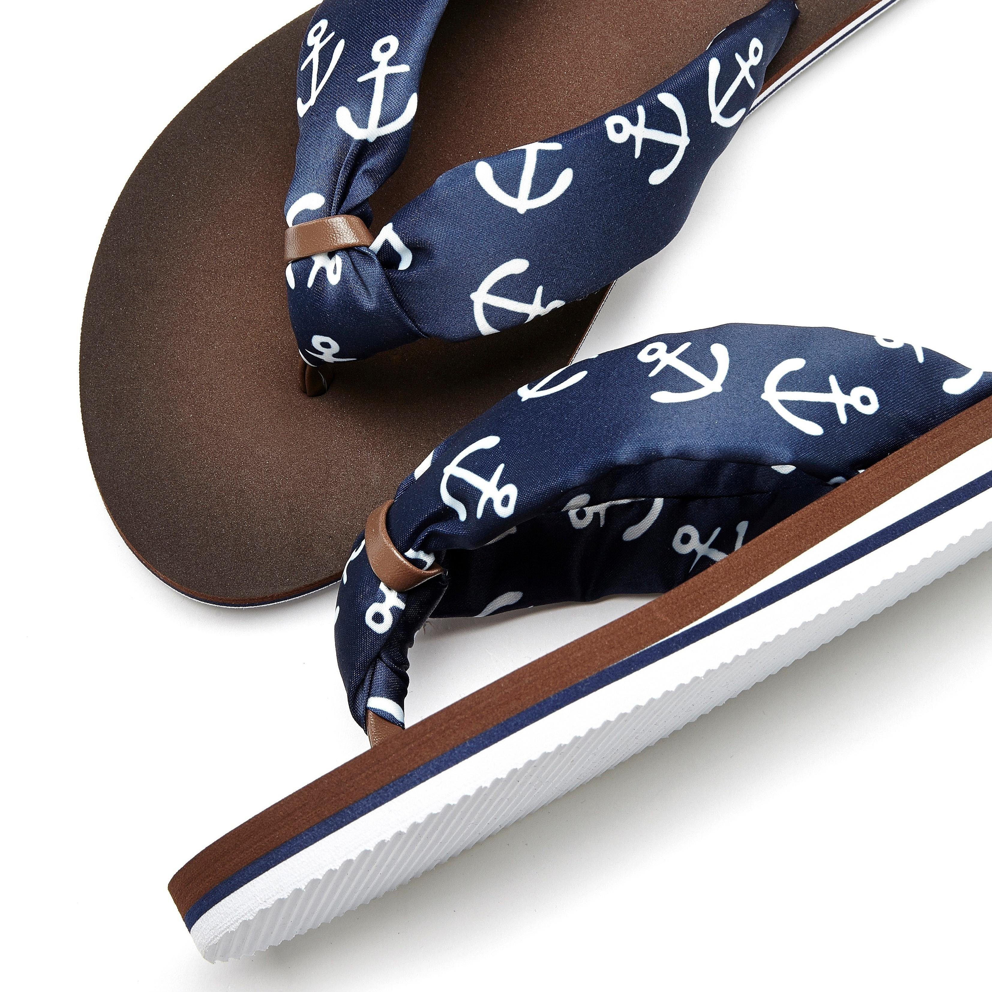 LASCANA Badezehentrenner Sandale, Pantolette, Badeschuh mit softem blau Band VEGAN ultraleicht