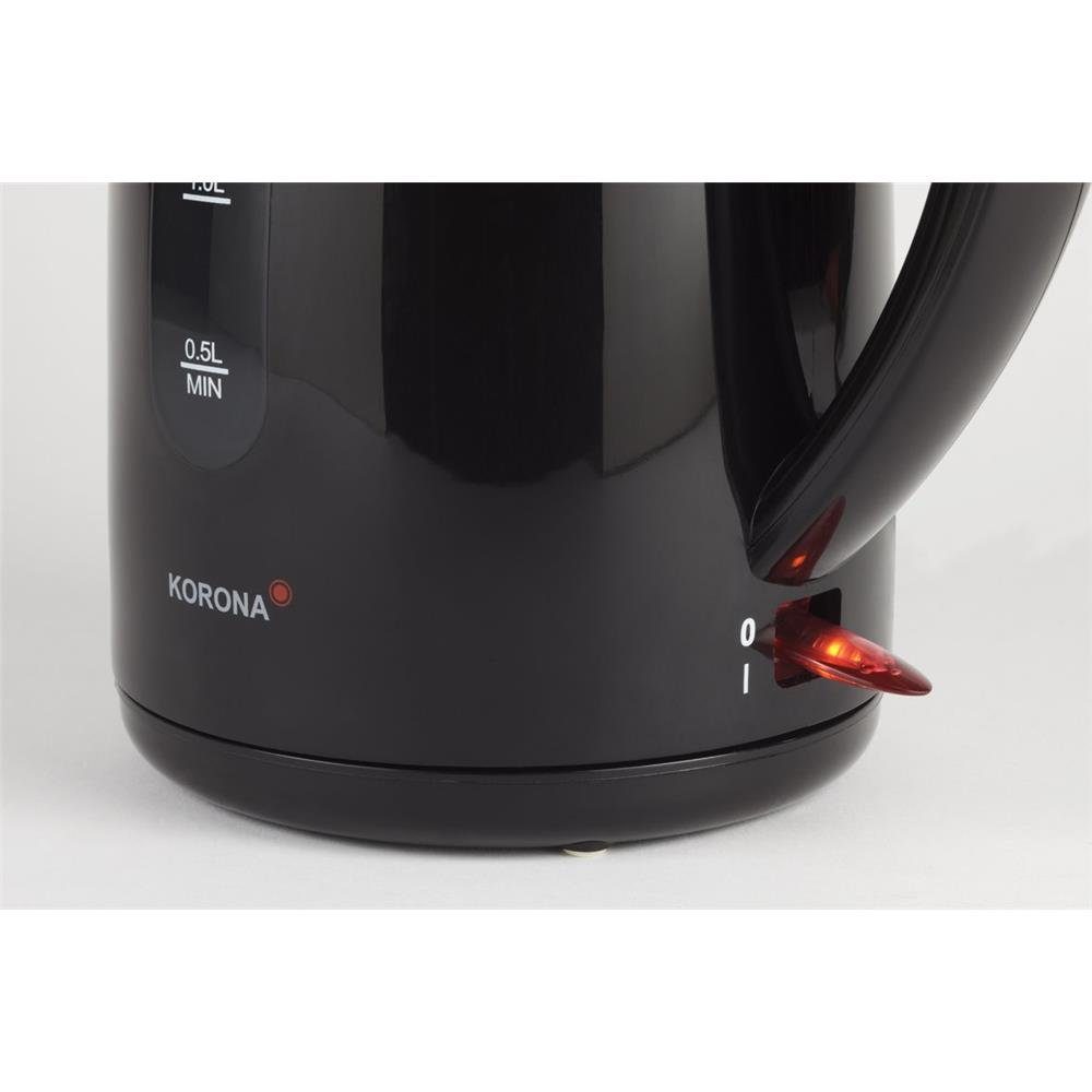 KORONA Wasserkocher Schwarz 1,7 Liter 2200W 360° Basisstation kabellos, 2200 W, Dampf-Stopp Automatik, Trockengehschutz, verdecktes Heizelement