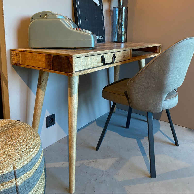 RINGO-Living Schreibtisch Schreibtisch Adina in Natur-dunkel aus Mangoholz 770x500x1180mm, Möbel