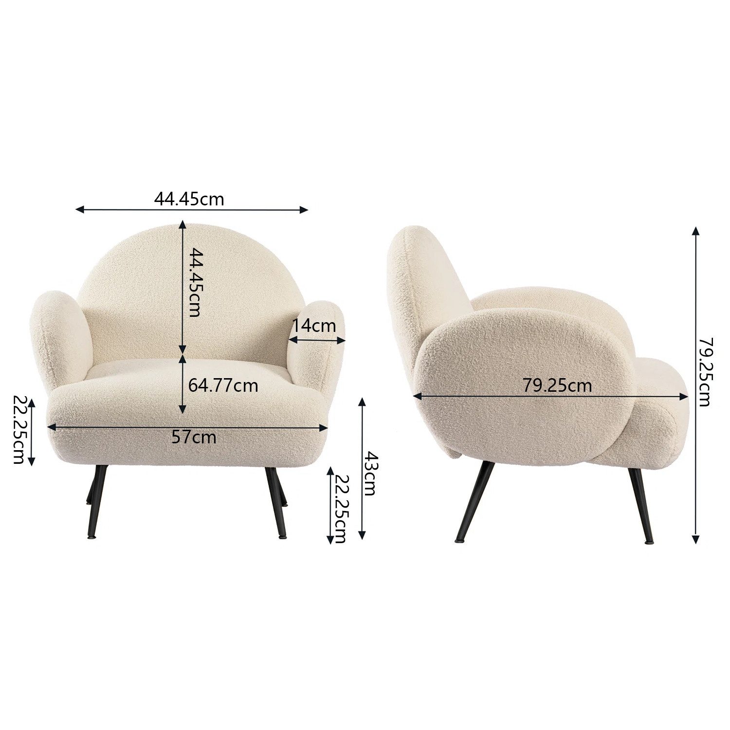 AISALL Sessel Loungesessel mit Metallbeinen, Einzelnes günstig online kaufen