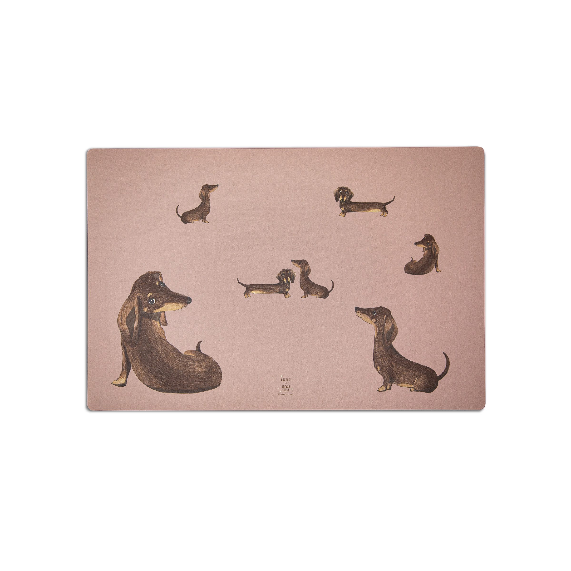 Designforlittleones Schreibtischunterlage Kinder Schreibtischunterlage mit Dackeln, berry