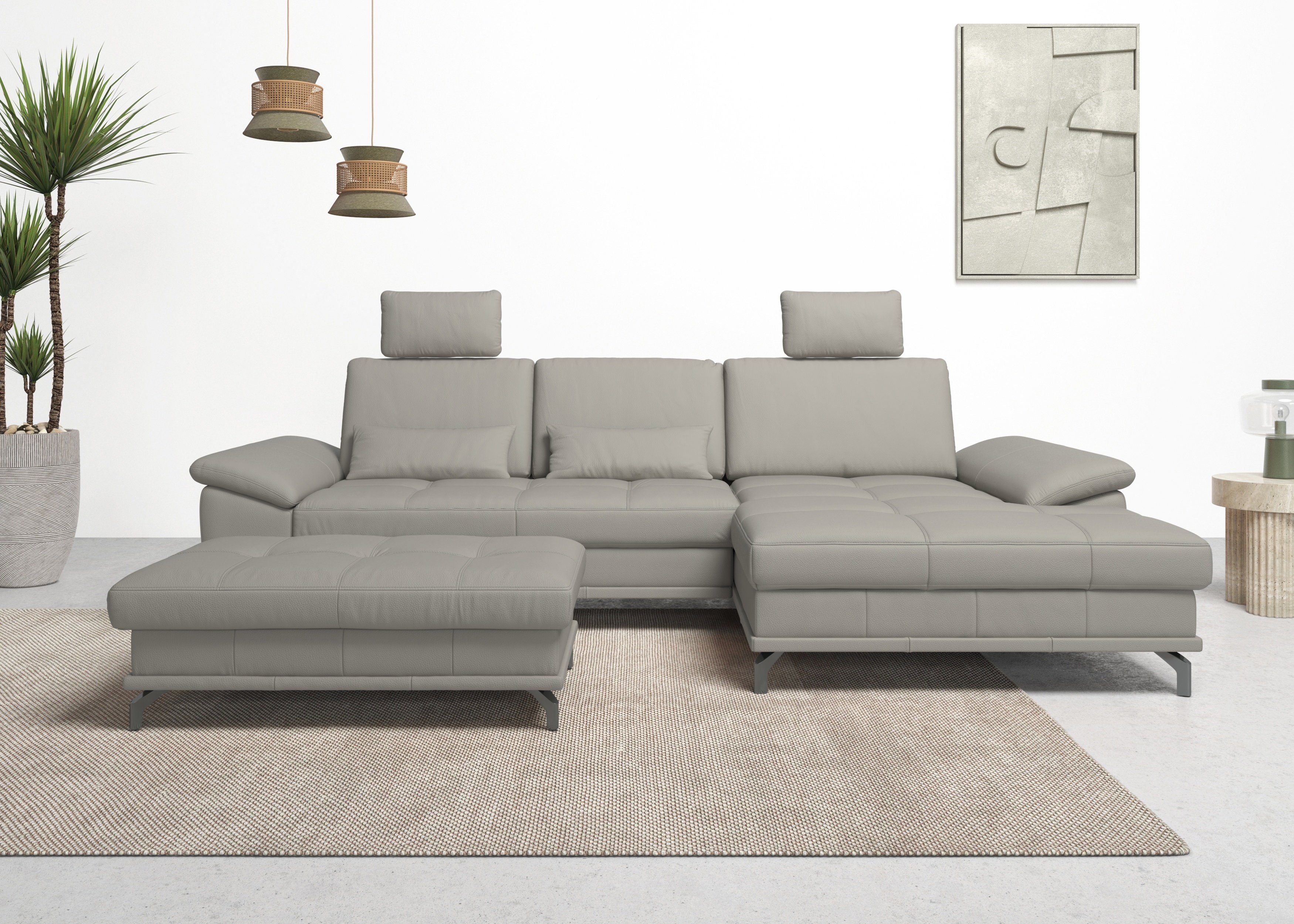 Places of Style Ecksofa Costello L-Form, mit Sitztiefenverstellung, Armteilverstellung und, 3 Nierenkissen, optional Bettfunktion und Bettkasten