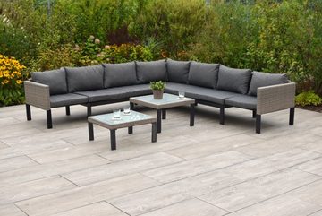 Gartenmöbel Ambiente Gartenlounge-Set Prato, (Eckbank Set, 1 Eckbank mit ausziehbarer Sitzfläche, 2 Tische), ausziehbare Sitzfläche