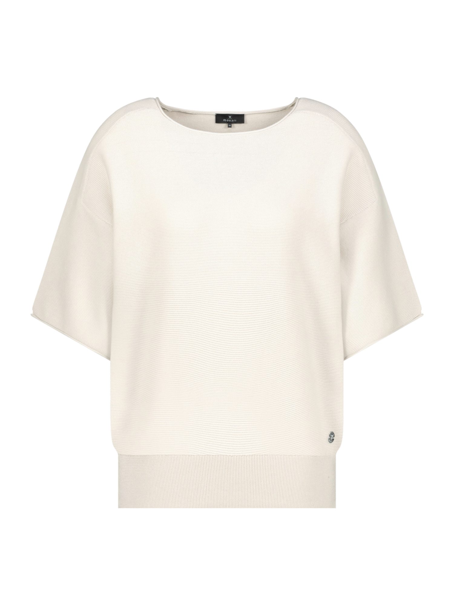 Monari Strickpullover weiß,Casual,Baumwolle,Unifarben,Rundhals,Kurz,Regular Fit