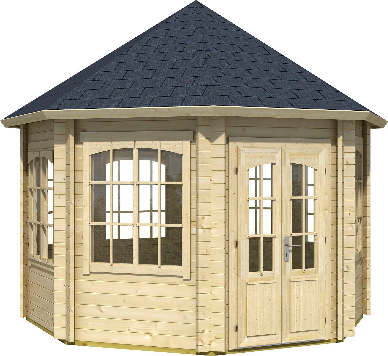 LASITA MAJA Pavillon Jamaica, mit 8 Seitenteilen, (Set, Inklusive Fussbodenbretter zum verlegen), BxT: 389,4x389,4 cm, Fichtenholz