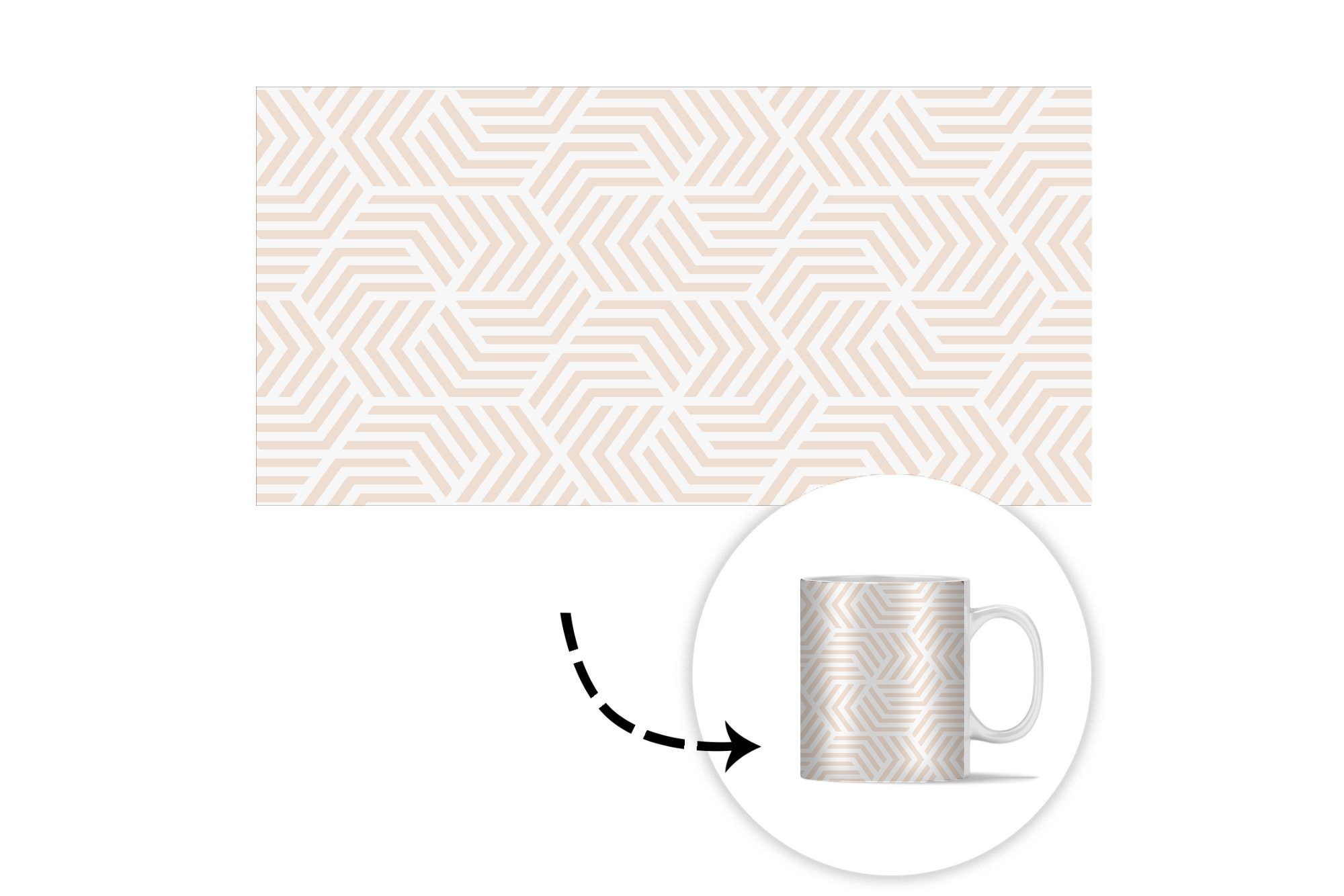 Tasse Keramik, Geschenk MuchoWow - Gestaltung Pastell, Becher, - Geometrie Teetasse, Muster Kaffeetassen, Teetasse, -