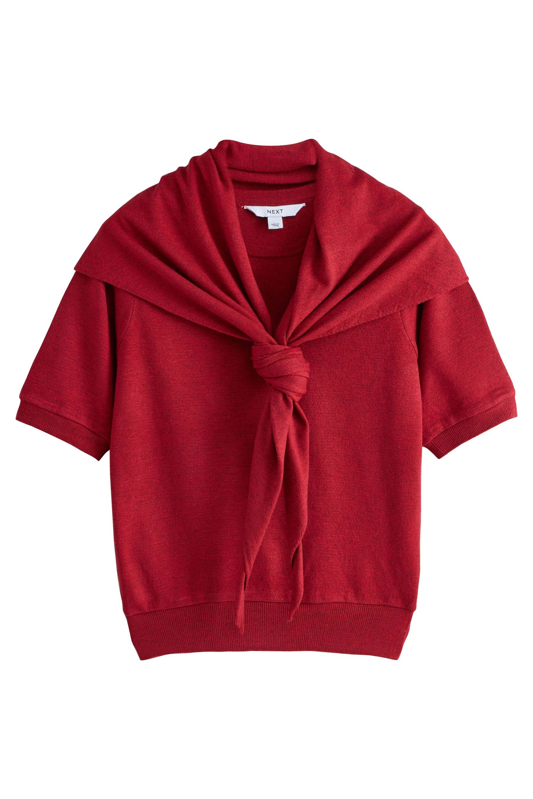 Next Kurzarmpullover Oberteil mit Schal in Strickoptik (1-tlg)