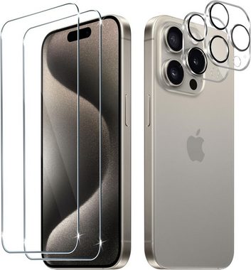 MSM 5in1 Hülle für iPhone 15 Pro Max 2X Schutzglas 2X Kamera Panzerfolie, Displayschutzglas