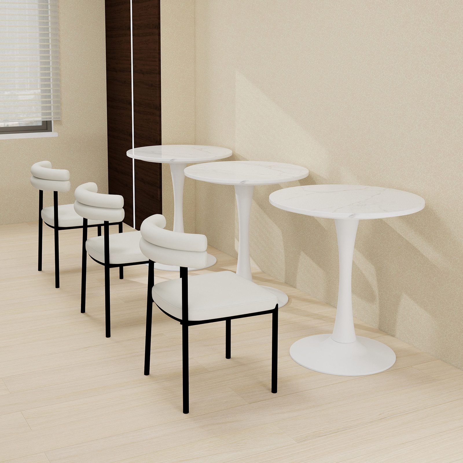 MODFU Schreibtisch Couchtisch (im Mid-Century-Modern-Stil, geeignet als Esstisch für 2–4 Personen., 1-St., 70×72cm)