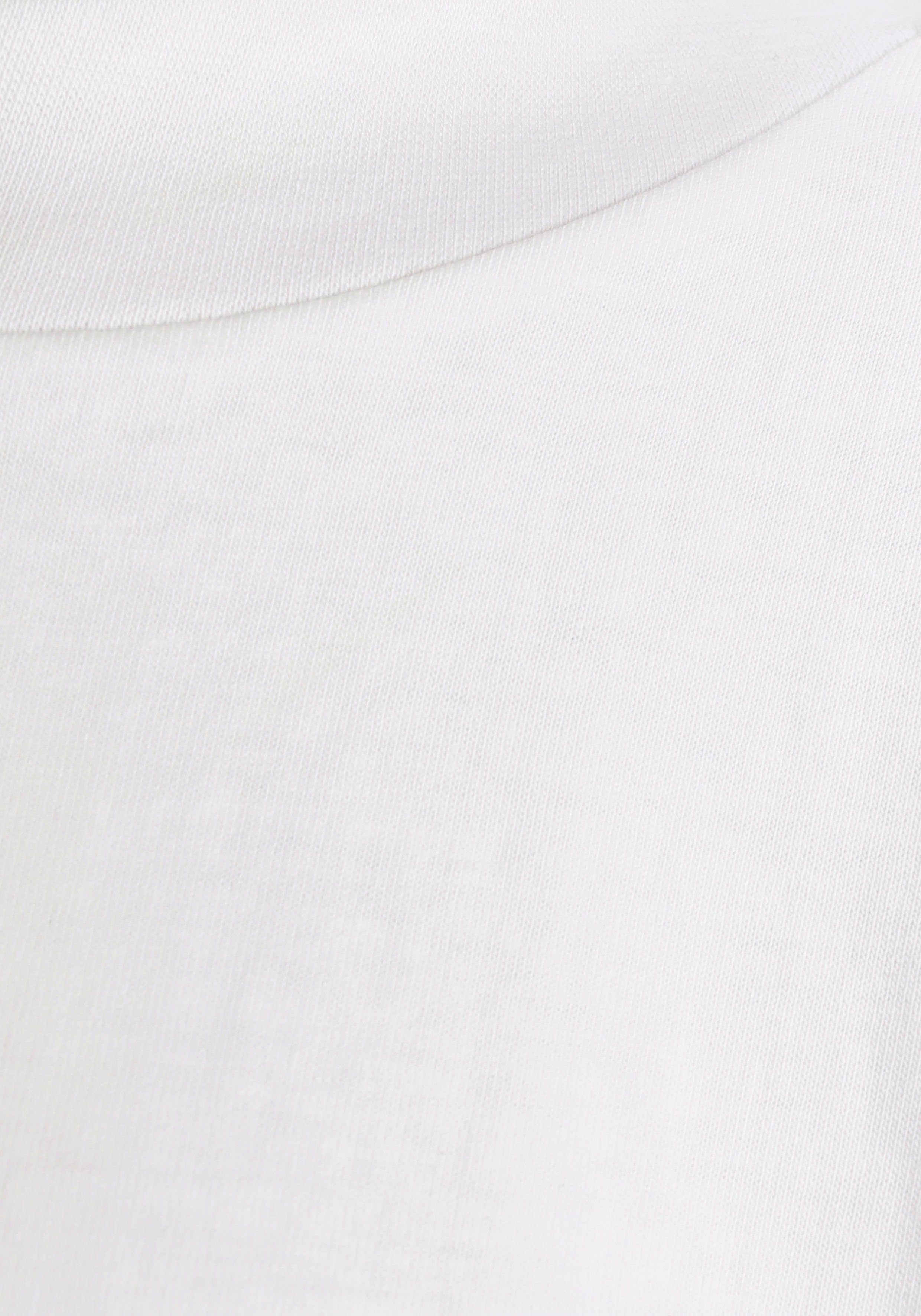 AJC breitem modisch Oversize-Shirt weiß mit Rippen-Rundhalsausschnitt