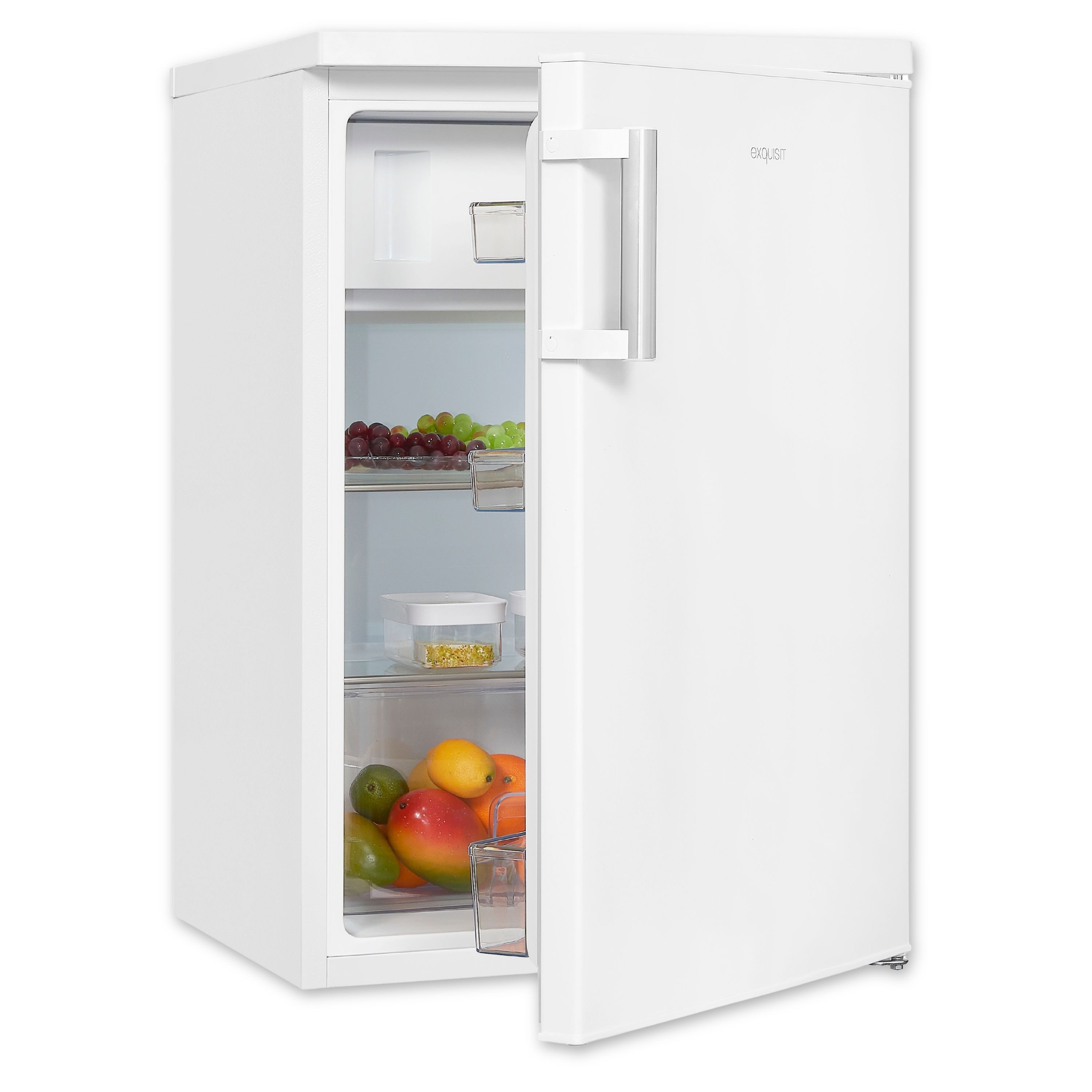 exquisit Kühlschrank KS516-4-H-010D, 85 cm hoch, 56 cm breit, 120 Liter, 39 dB, 4-Sterne-Gefrierfach, 2 Glasablagen