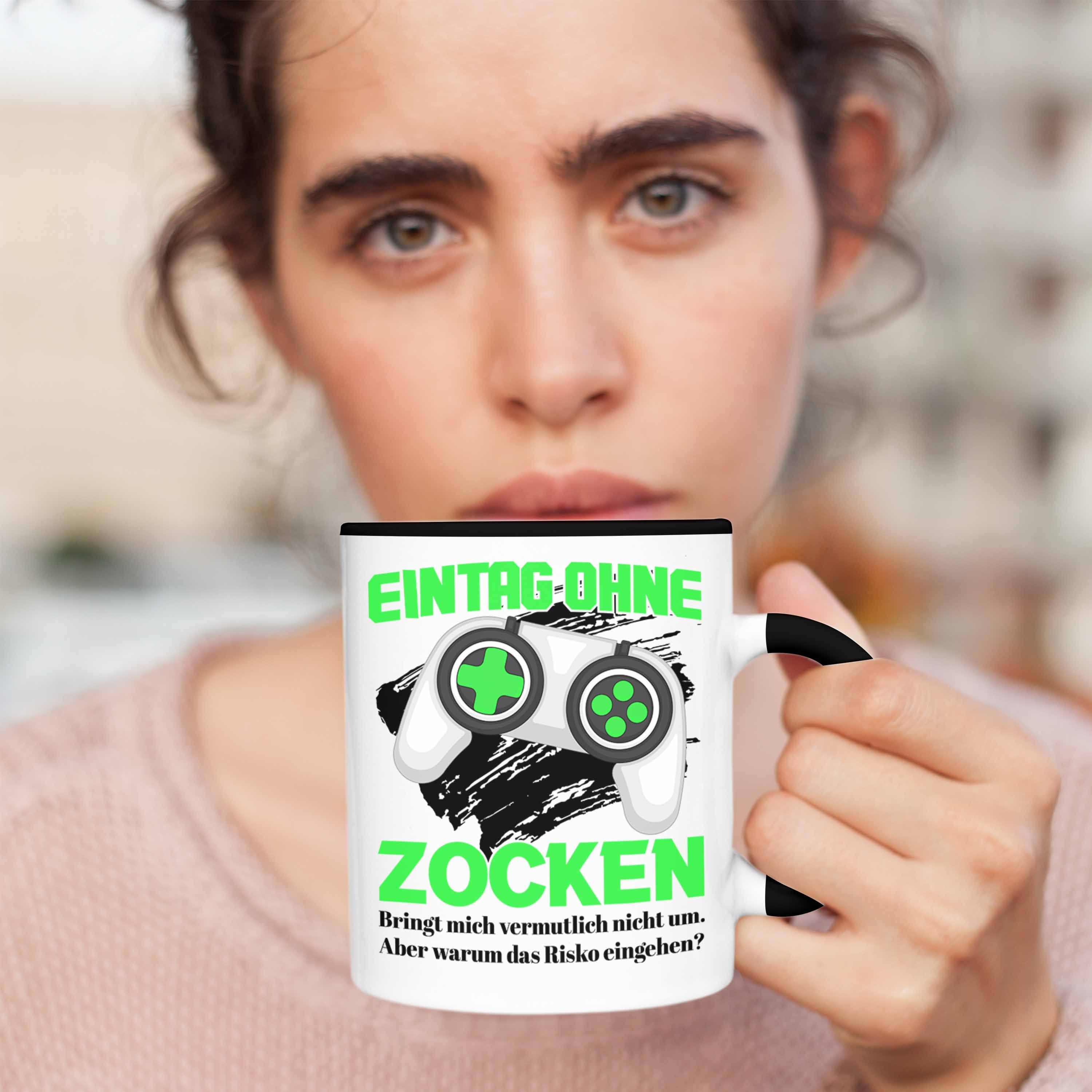 Trendation Tasse Ein Tag Ohne Spruch Tasse Gaming Schwarz Geschenk Zocken Gamer