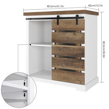 HOMECHO Buffet Sideboard Küchenschrank mit Schiebetür Anrichte rustikales