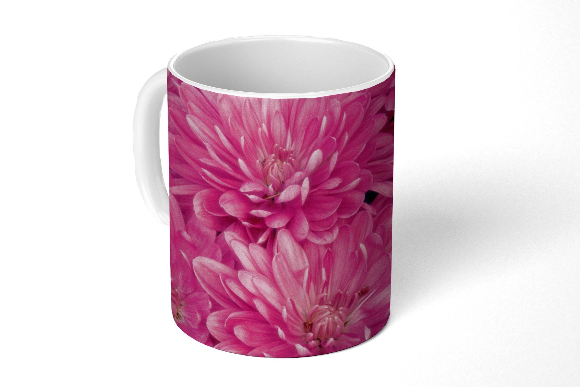 MuchoWow Tasse Kaffeetassen, Teetasse, Geschenk Blühende Teetasse, Becher, Chrysantheme, rosa Keramik