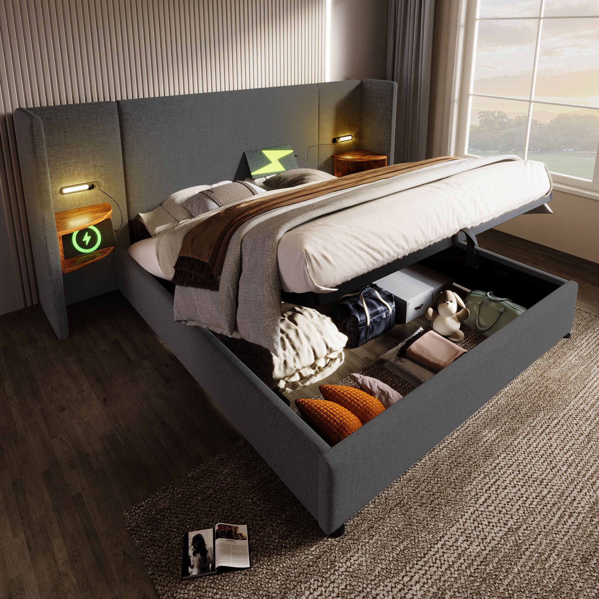 Ulife Polsterbett Doppelbett Stauraumbett Hydraulisches Funktionsbett günstig online kaufen