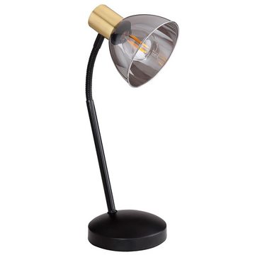 etc-shop Schreibtischlampe, Leuchtmittel nicht inklusive, Nachttischleuchte Tischlampe Tischleuchte flexibel Rauchglas H 41 cm