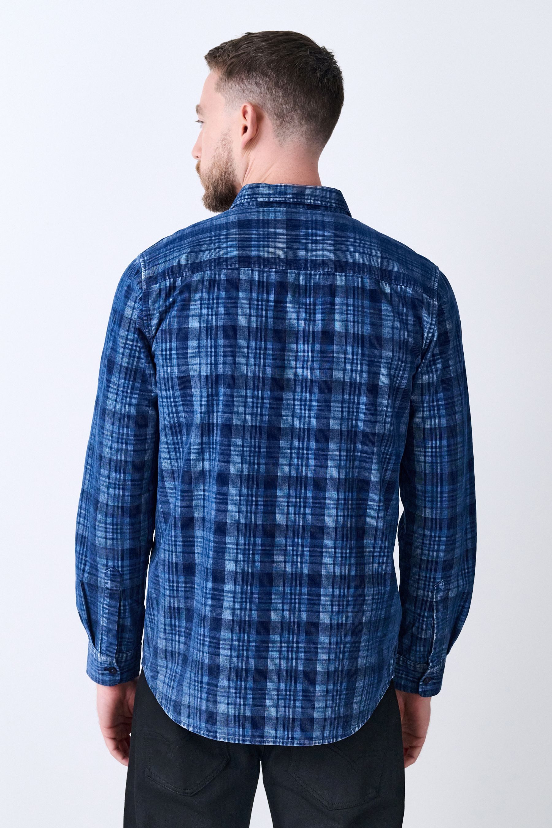 Next Langarmhemd Langärmeliges Cordhemd mit Karomuster (1-tlg) günstig online kaufen