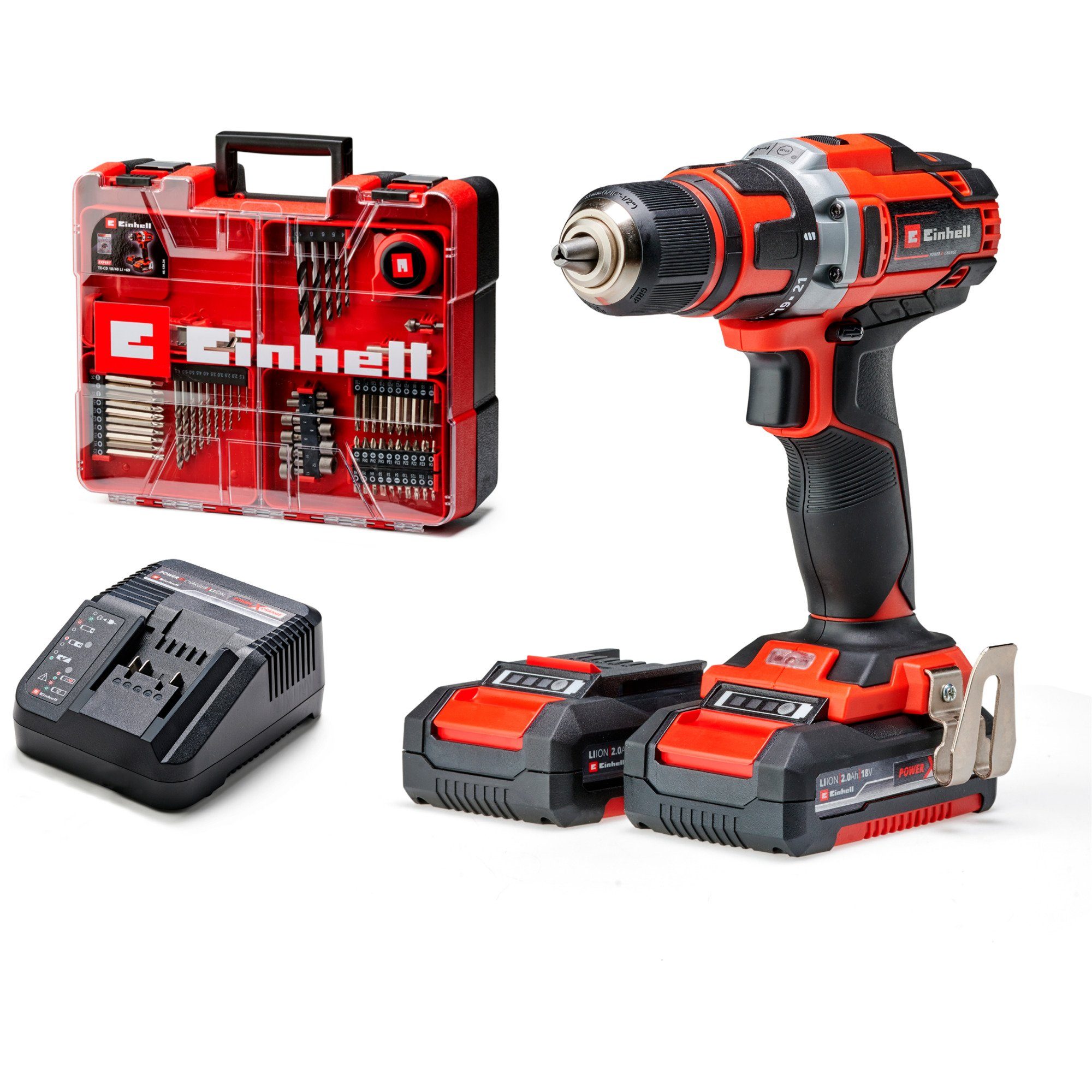 Einhell Akku-Bohrschrauber Akku-Bohrschrauber-Set TE-CD 18/40 Li +69,  18Volt, Werkzeug-Aufnahme: Schnellspann-Bohrfutter