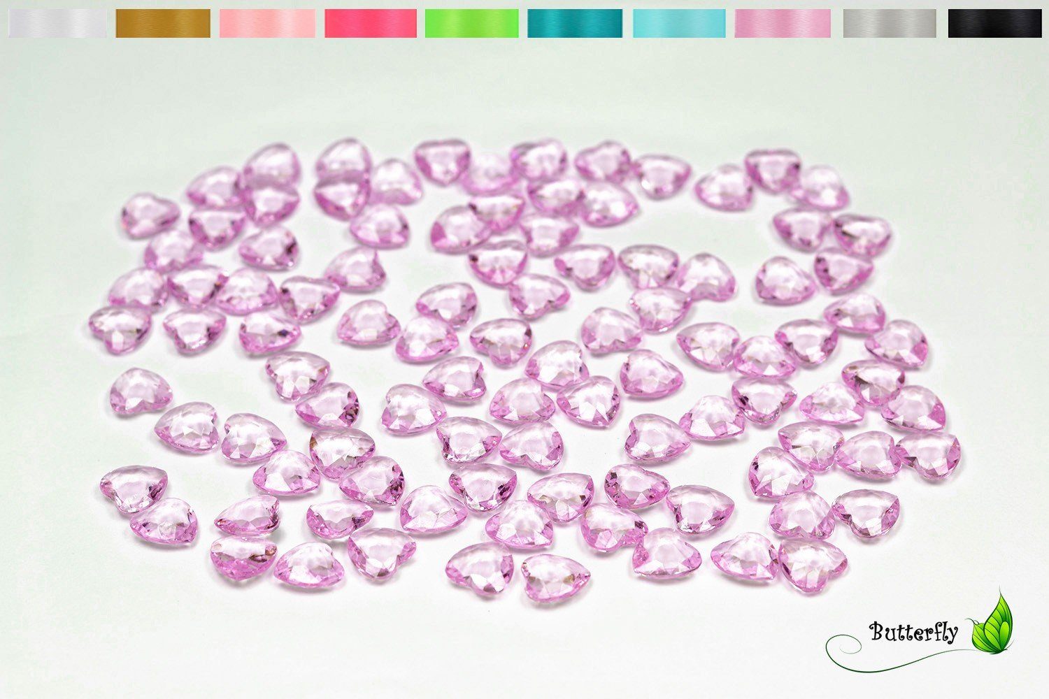 Creativery Streudeko, 100 Dekosteine HERZEN 1,2 cm